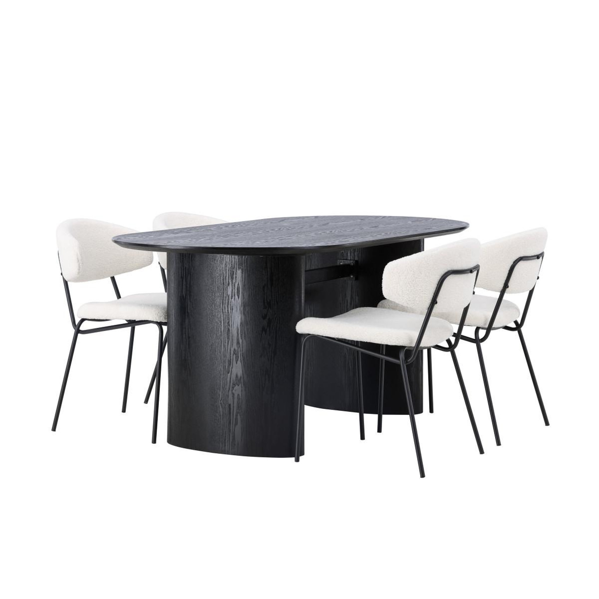 Voir la diapositive 3 : Paris Prix Ensemble table à manger & 4 chaises  isolde & chico  180cm noir & blanc crème