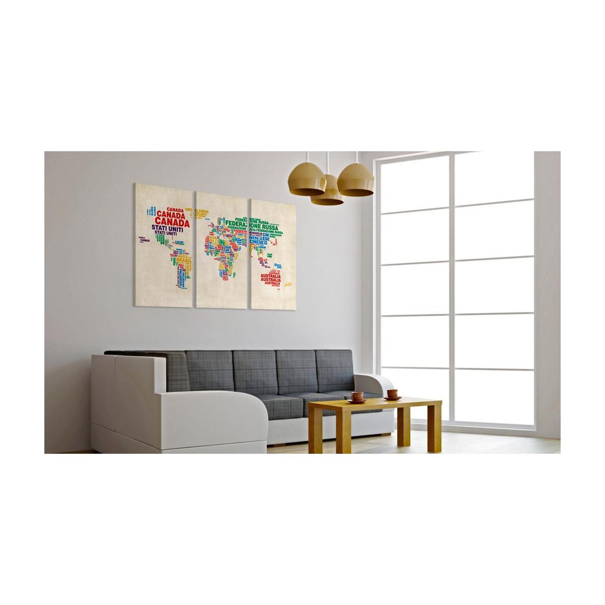 Voir la diapositive 2 : Paris Prix Tableau 3 Panneaux  Carte Italienne Aux Couleurs Vives