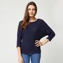 Voir la diapositive 1 : IN EXTENSO Pull évasé manches 3/4 marine femme