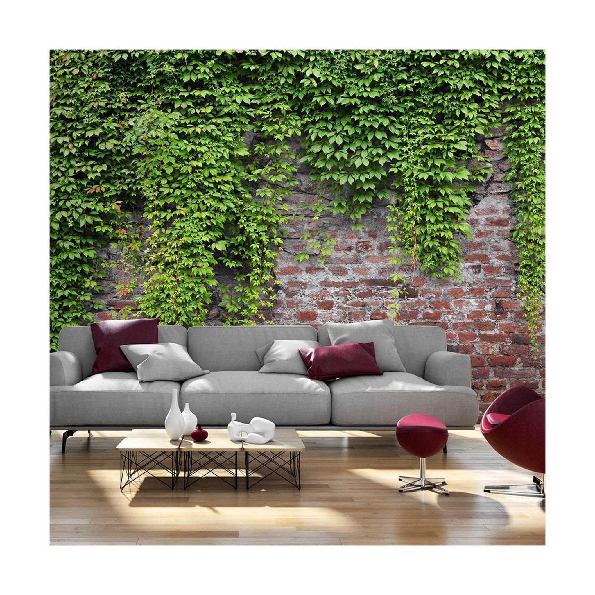 Paris Prix Papier peint  briques & lierres. Coloris disponibles : Multicolore