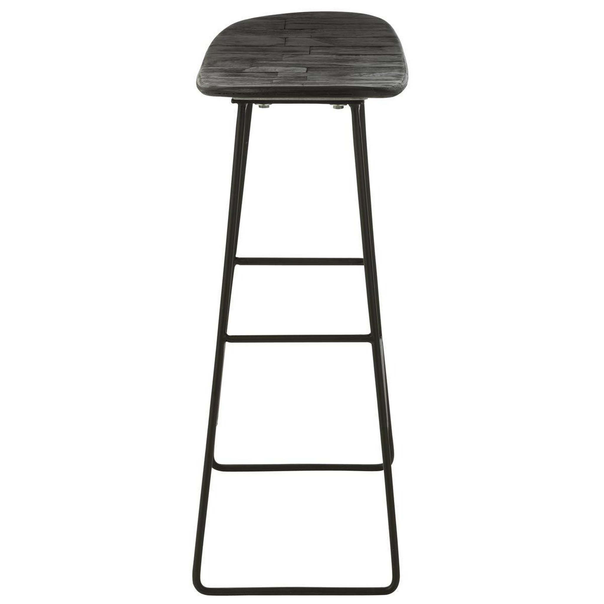 Voir la diapositive 4 : J-LINE Tabouret de Bar en Bois  Teck  74cm Noir