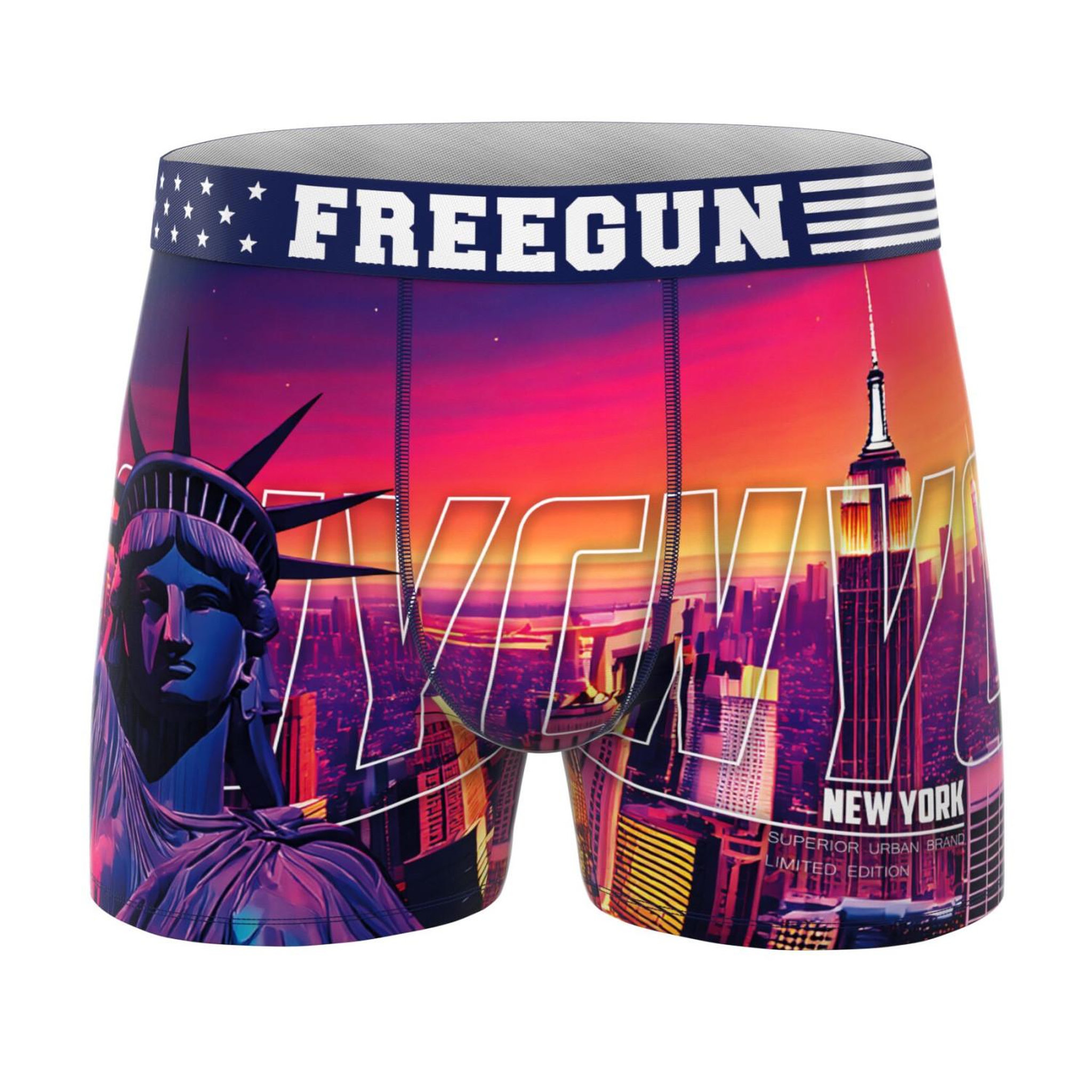 Voir la diapositive 3 : FREEGUN Lot de 3 boxers junior collection world painting