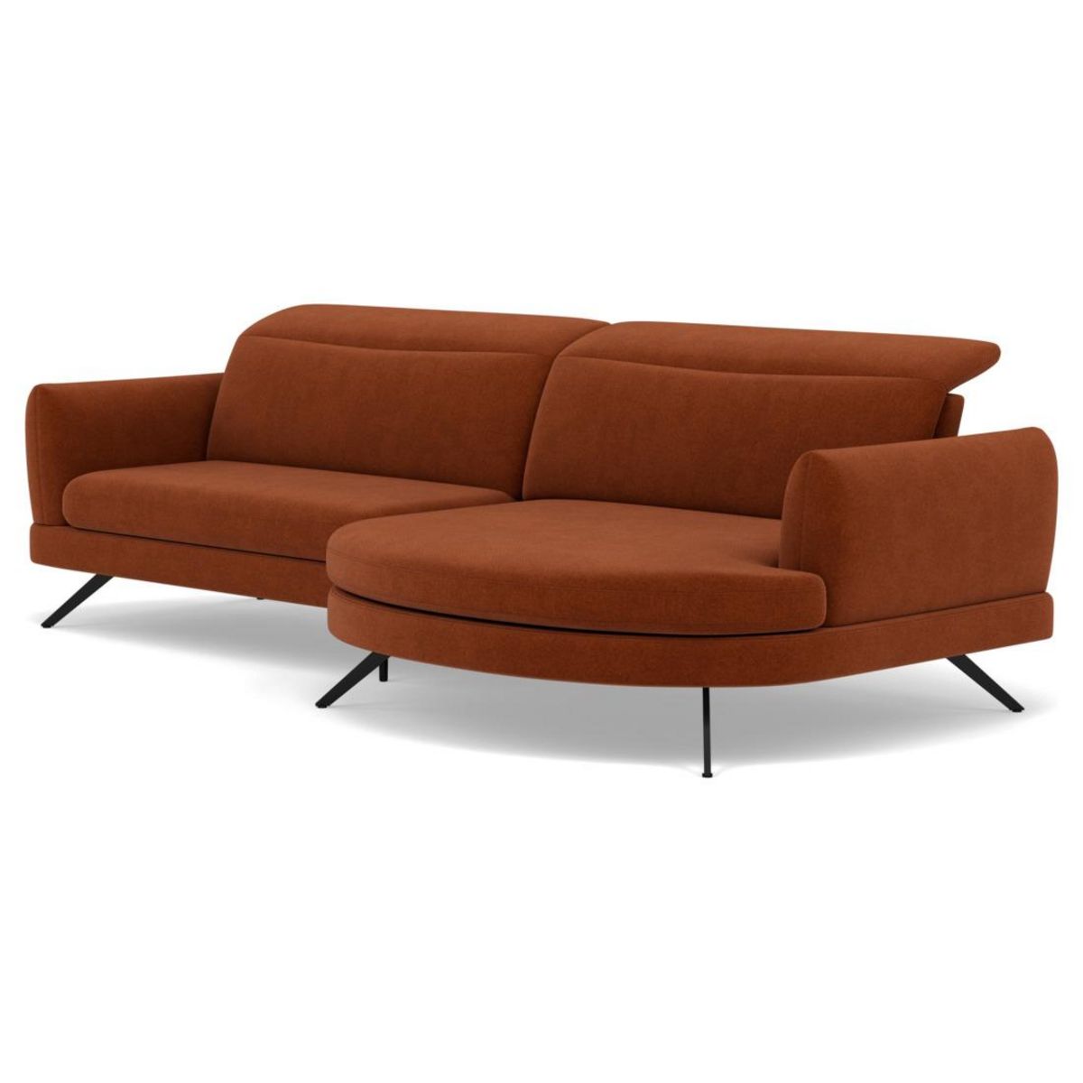 LISA DESIGN Terry - canapé d'angle droit 4 places avec têtières réglables en tissu texturé