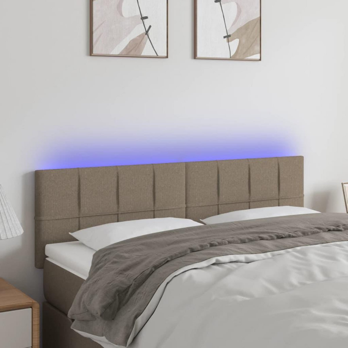 VIDAXL Tete de lit a LED Taupe 144x5x78/88 cm Tissu