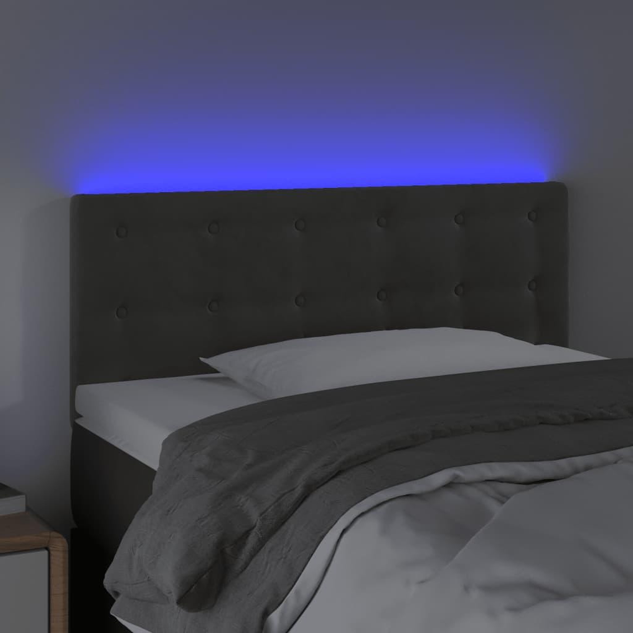 Voir la diapositive 3 : VIDAXL Tete de lit a LED Gris fonce 90x5x78/88 cm Velours
