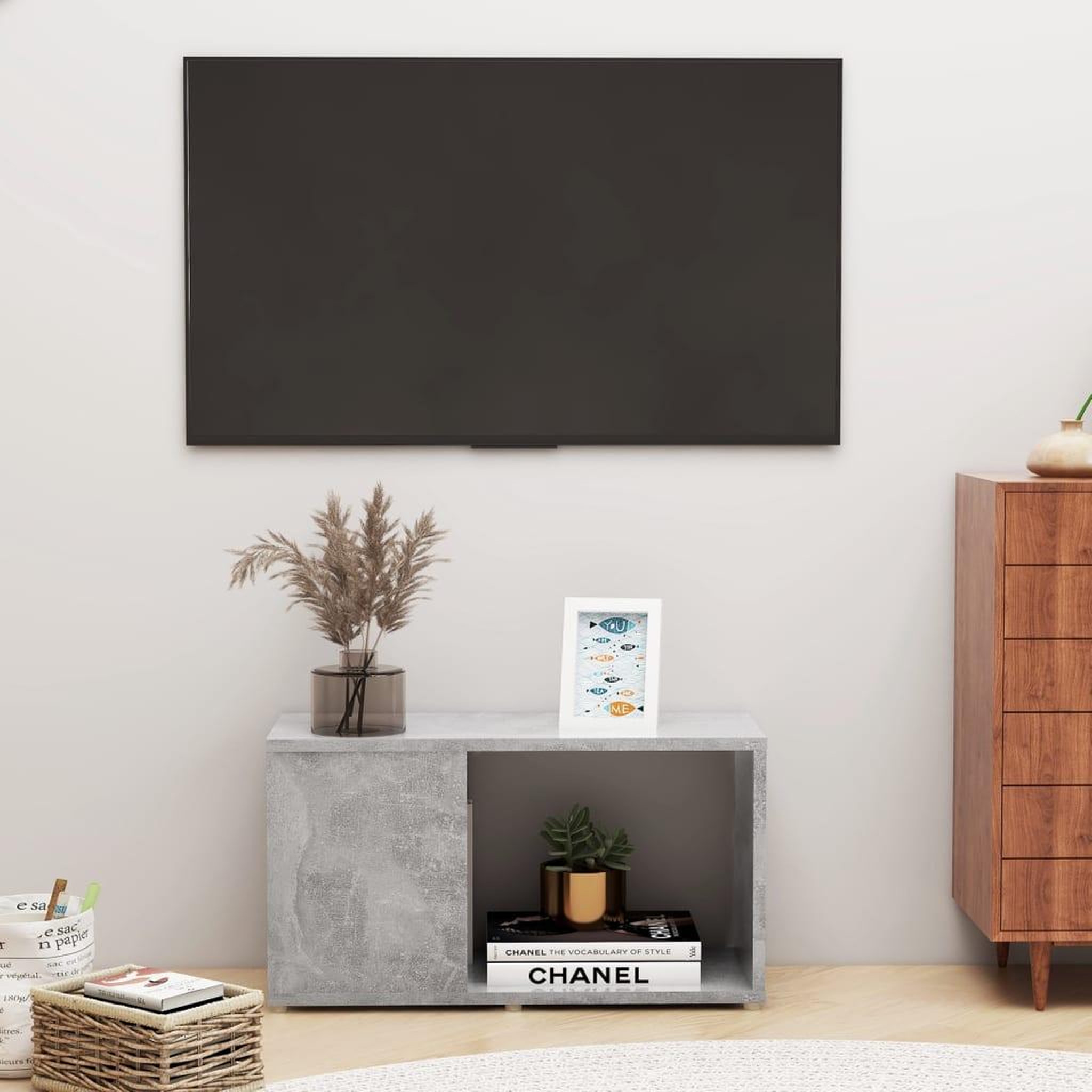 Voir la diapositive 1 : VIDAXL Meuble TV Gris beton 60x24x32 cm Bois d'ingenierie