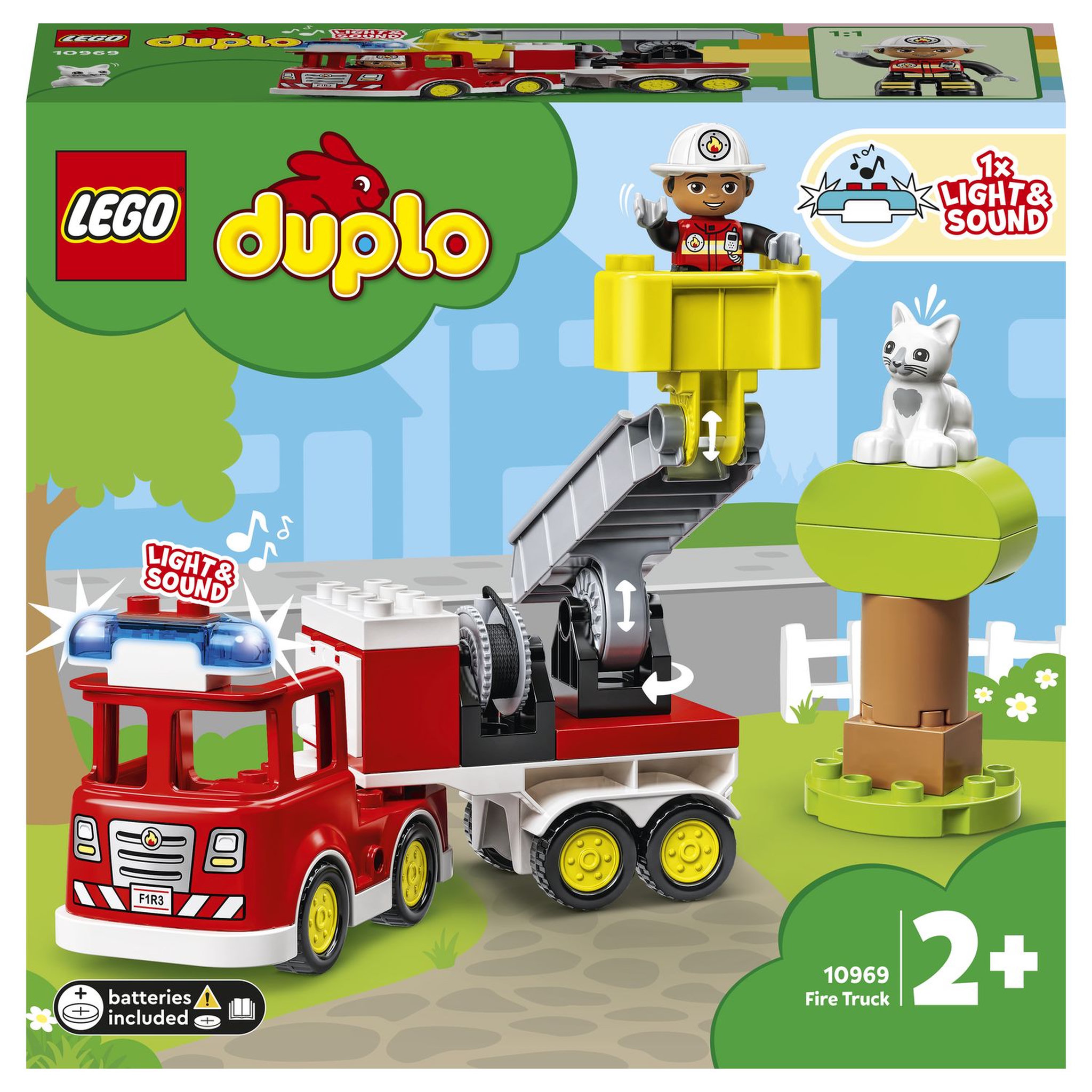 LEGO DUPLO Town 10969 - Le Camion de Pompiers, Jouet Enfants 2 Ans, avec Lumières et Sirène