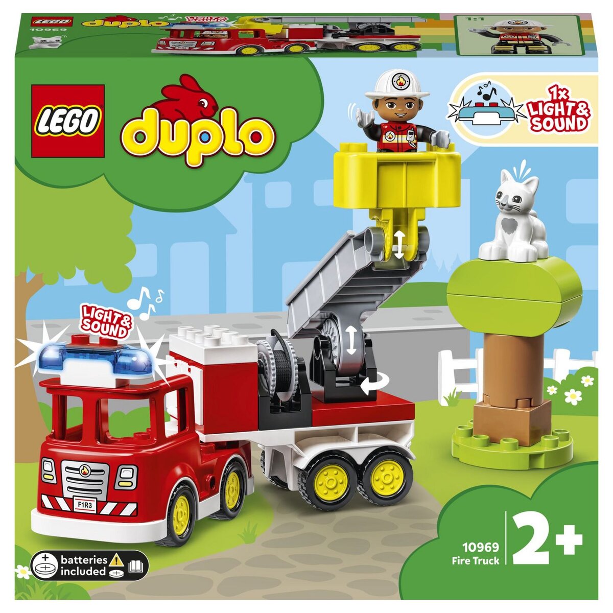 Lego 10901 duplo town le camion de pompiers jouet pour enfants 2 - 5 ans  avec son lumiere et figurine de pompier - La Poste