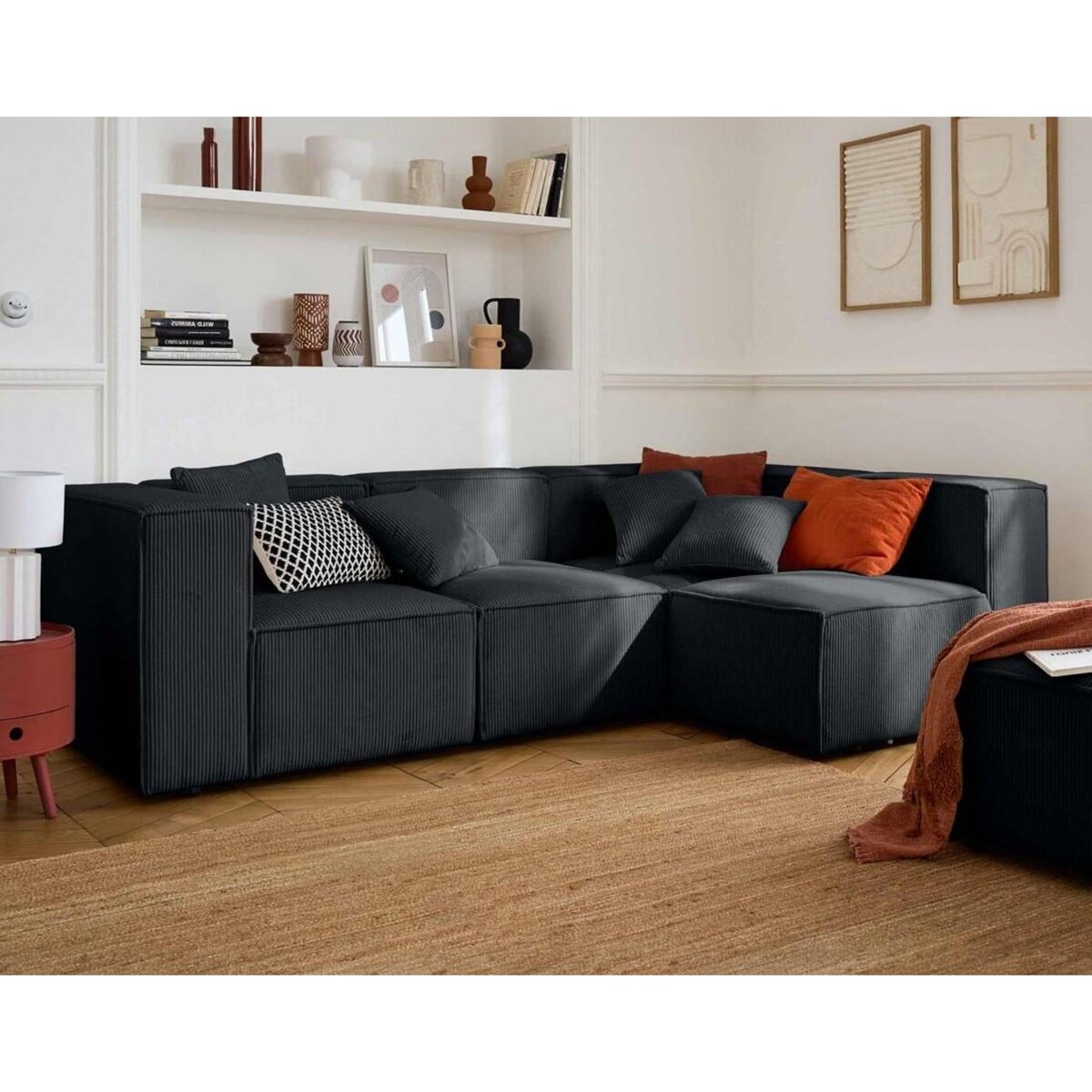 LISA DESIGN Arty - canapé modulable d'angle droit 4 places - en velours côtelé