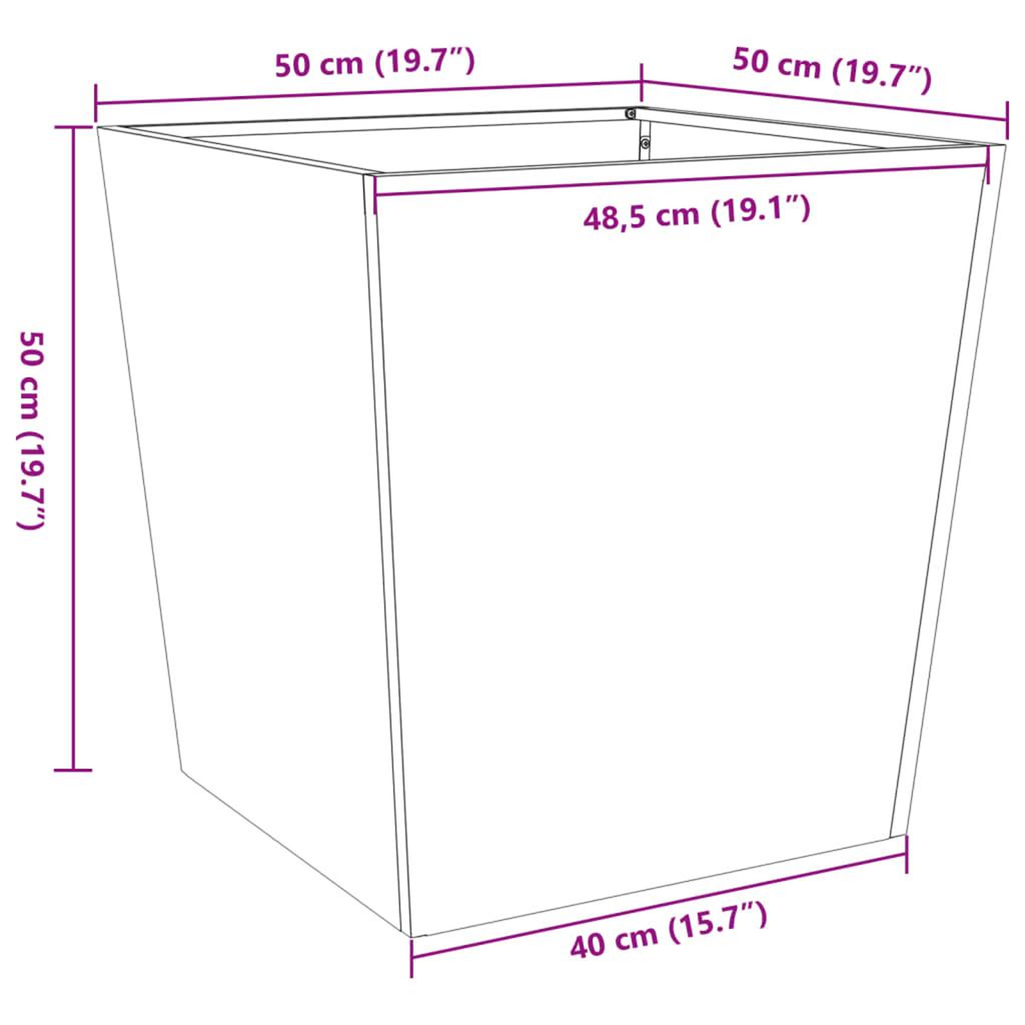 Voir la diapositive 6 : VIDAXL Jardinieres 2 pcs 50x50x50 cm acier inoxydable