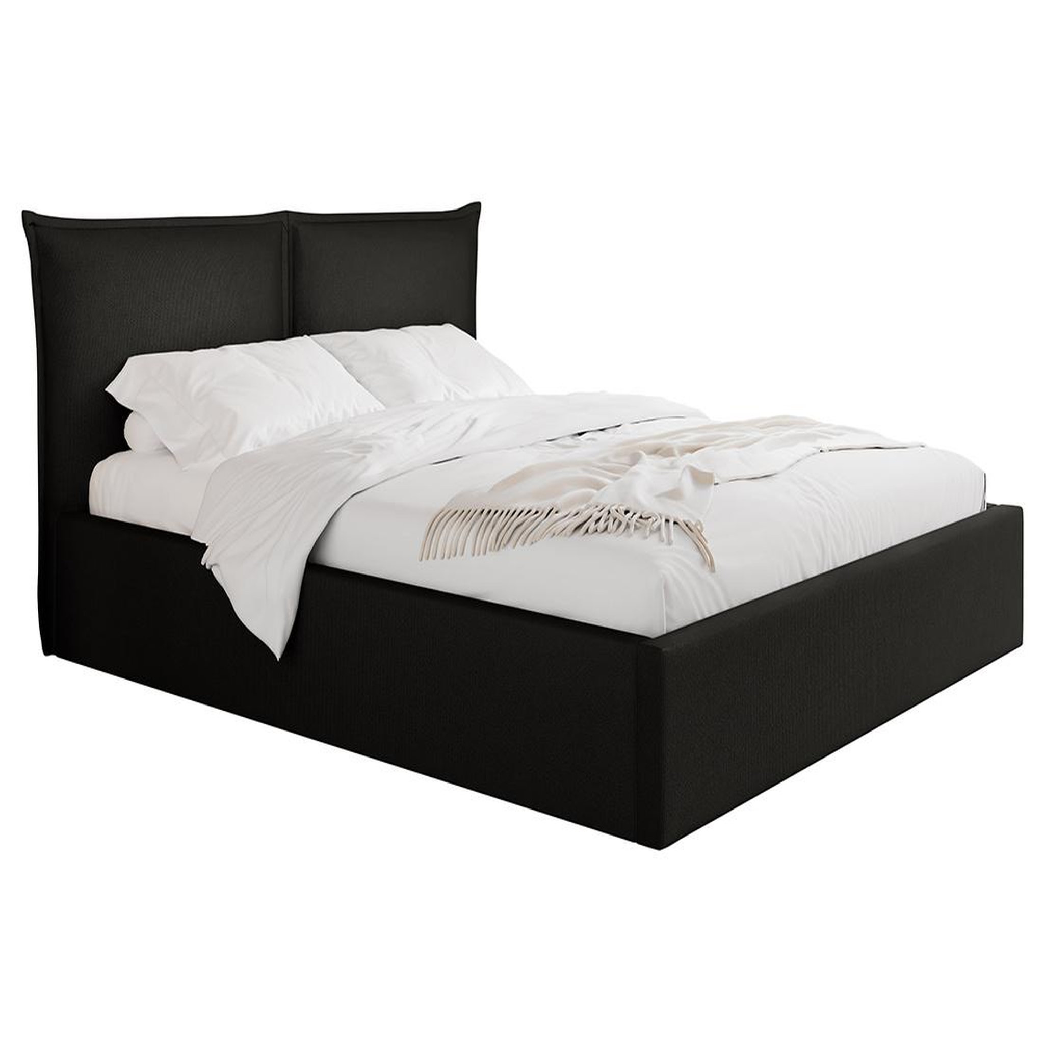 Voir la diapositive 1 : BEST MOBILIER John - lit coffre - 160x200 cm - en velours - sommier inclus
