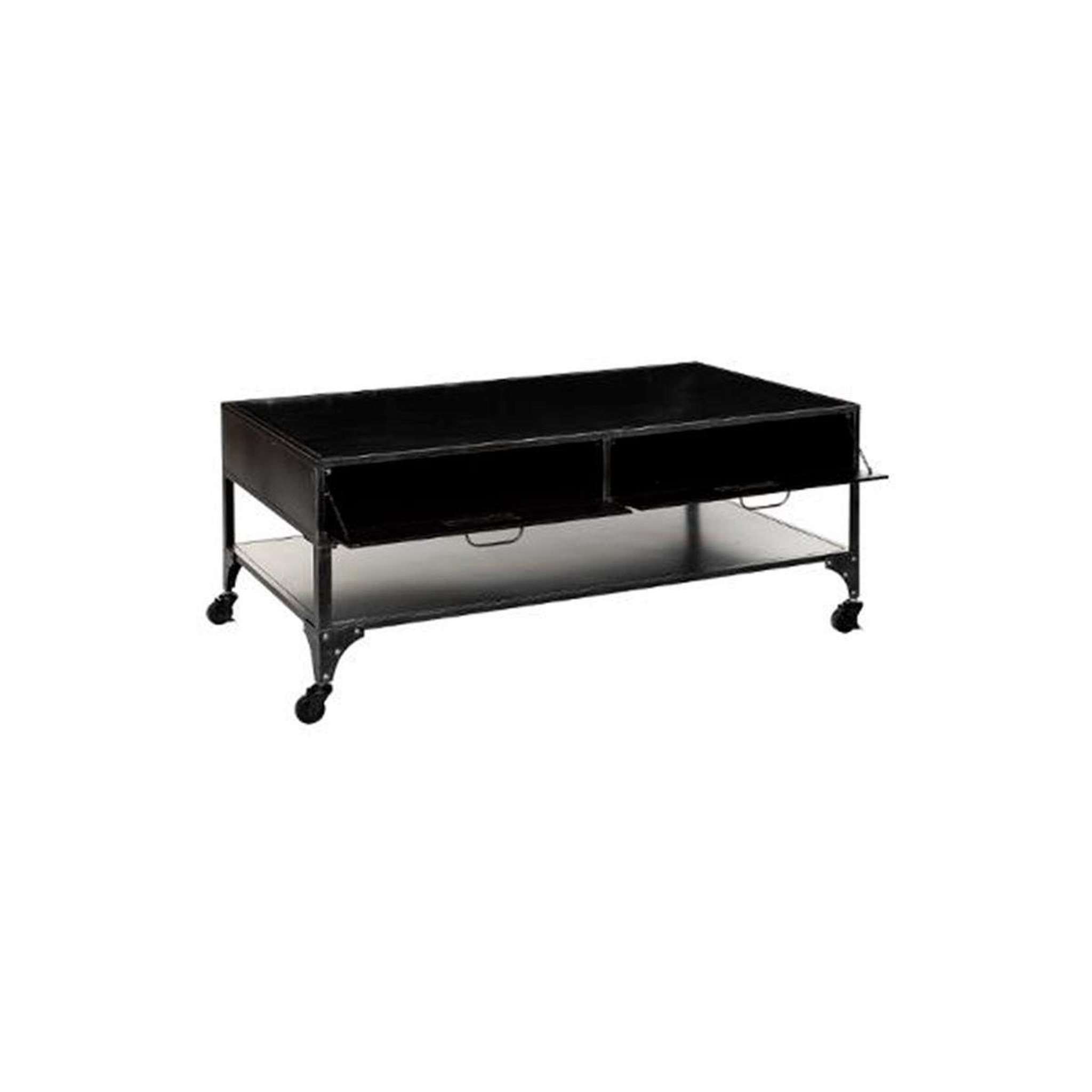 Voir la diapositive 2 : ATMOSPHERA Table basse 4 tiroirs en métal  sevin  110cm gris
