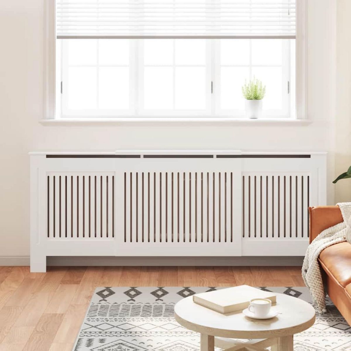 VIDAXL Cache-radiateur MDF Blanc 205 cm