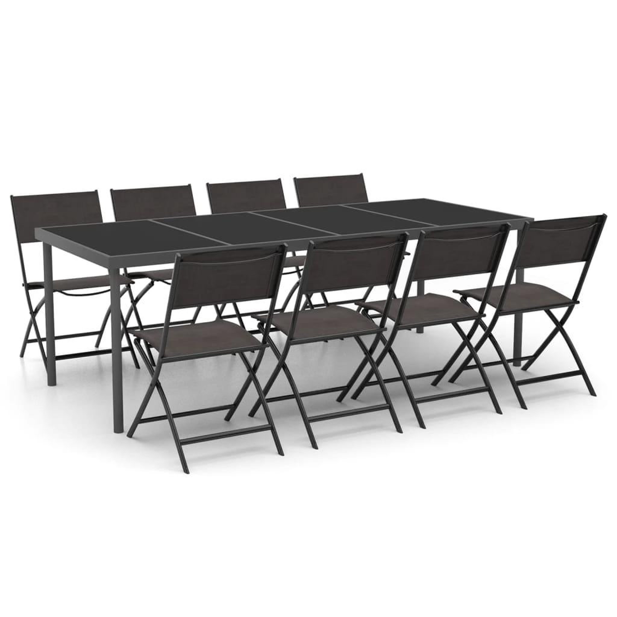 Voir la diapositive 2 : VIDAXL Mobilier de salle a manger d'exterieur 9 pcs Acier