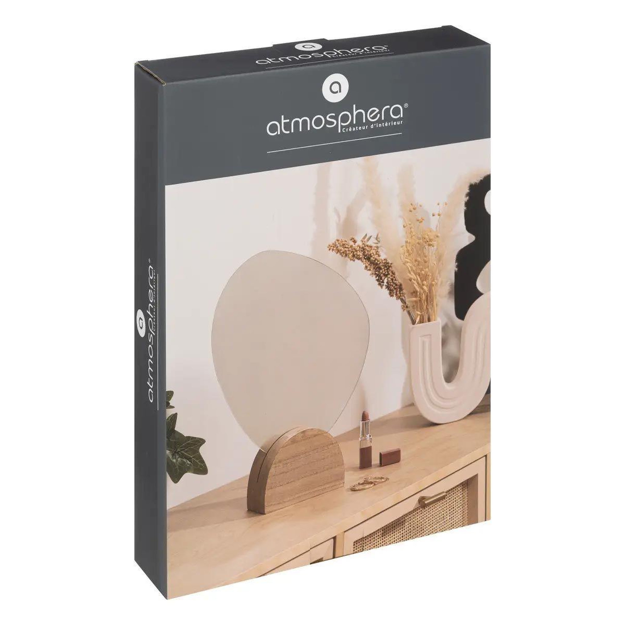 Voir la diapositive 2 : ATMOSPHERA Miroir à poser design  olme  36cm naturel