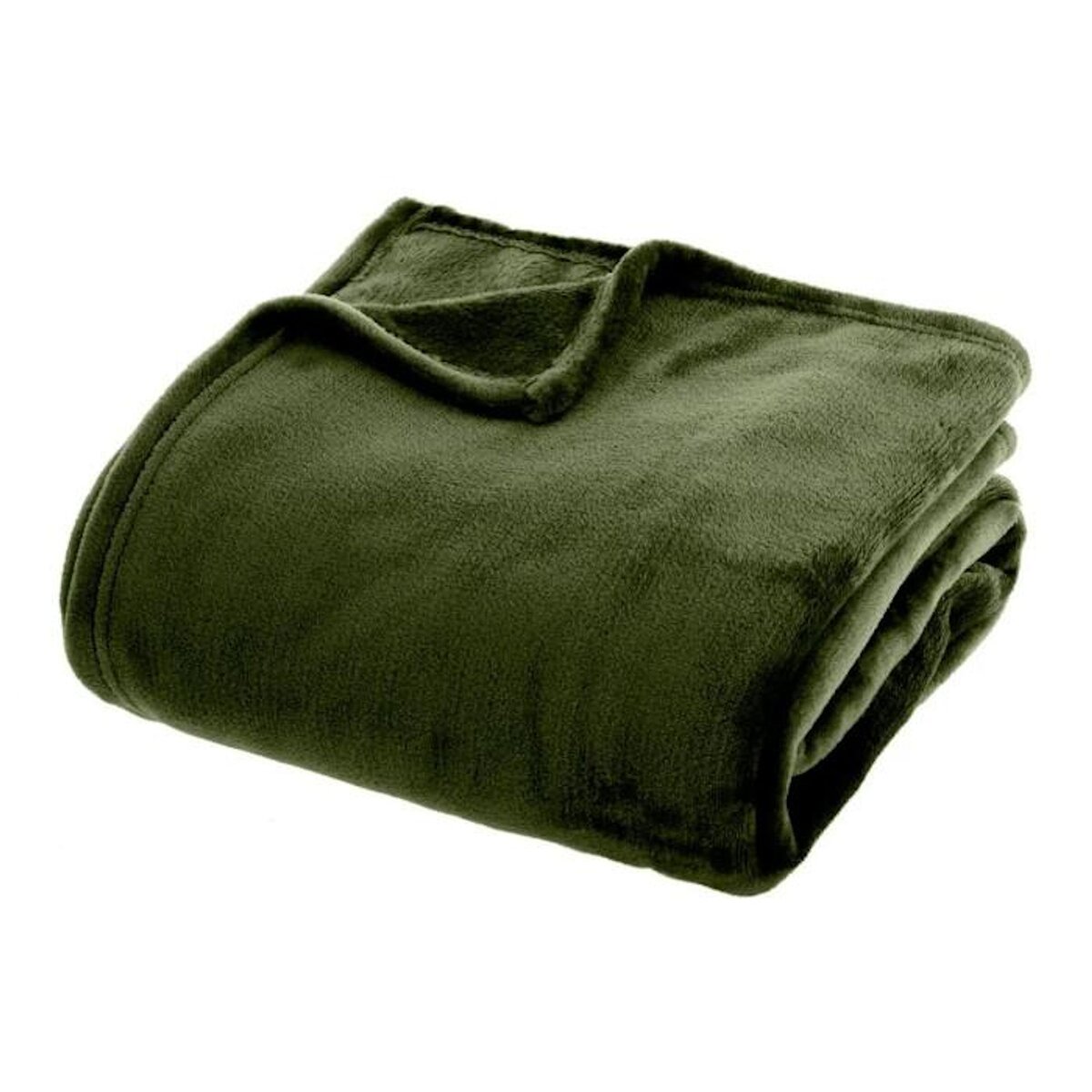 ATMOSPHERA Plaid Doux Uni  Flanel  130x180cm Vert Kaki