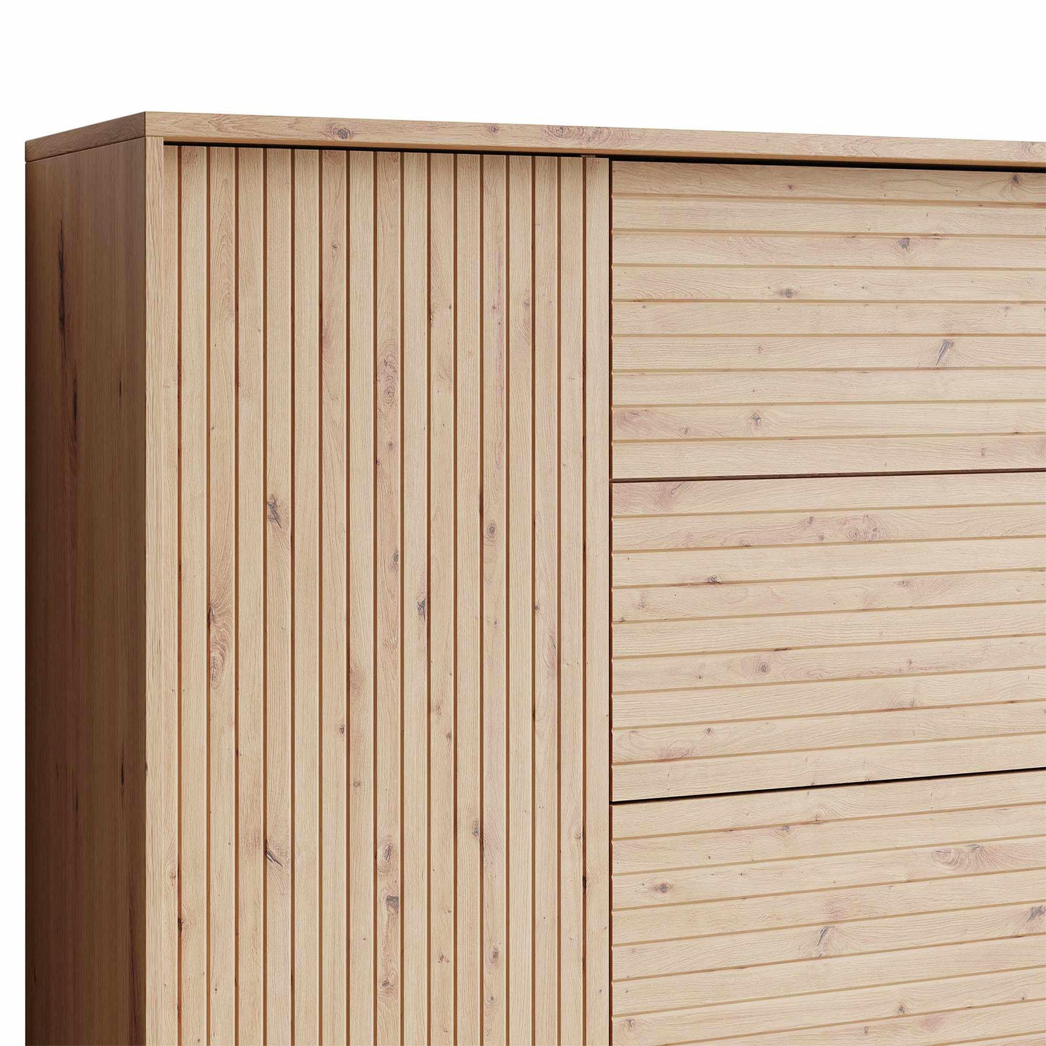 Voir la diapositive 2 : BEST MOBILIER Diego - buffet - effet bois - 3 tiroirs et 1 porte - 120 cm