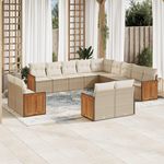 VIDAXL Salon de jardin avec coussins 13 pcs beige resine tressee