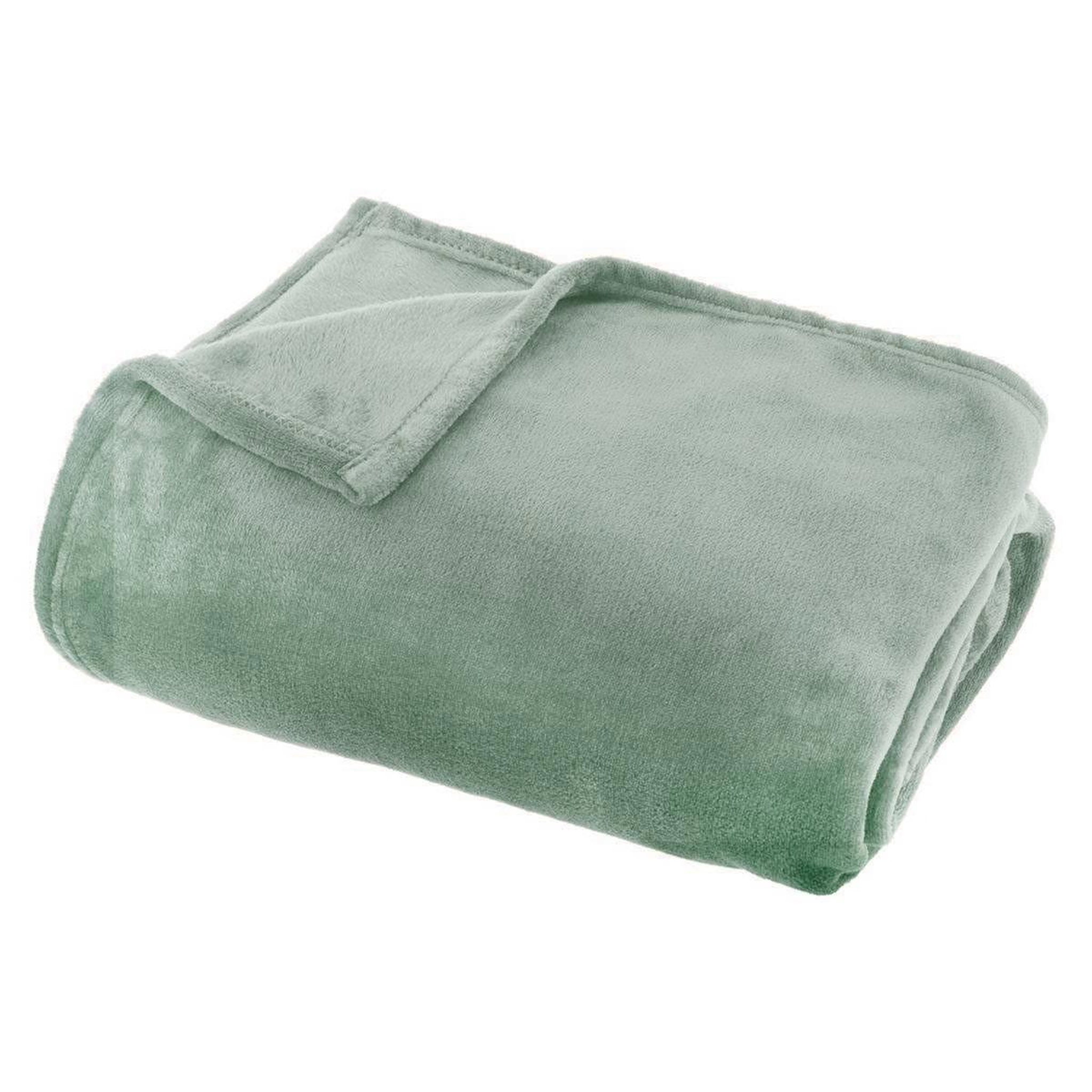 ATMOSPHERA Plaid en flanelle uni  ollis  130x180cm vert céladon