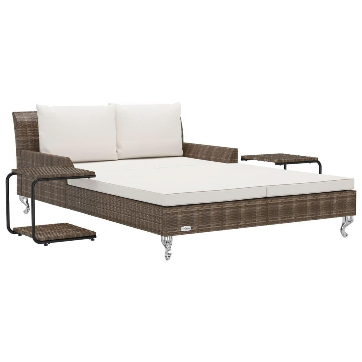 VIDAXL Chaise longue a 2 places avec coussins Resine tressee Marron
