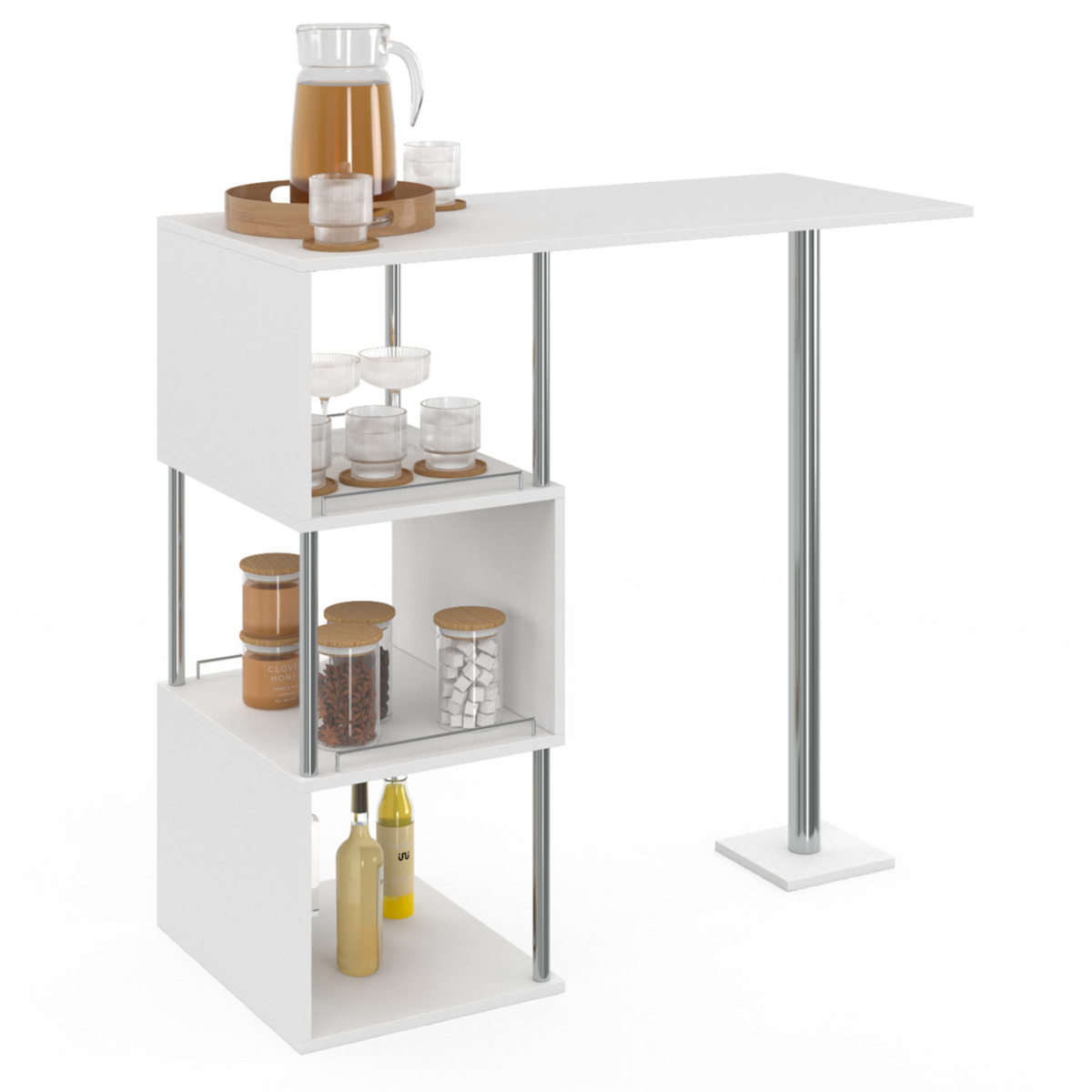ID MARKET Table haute de bar bistrot KARL 2 personnes blanc