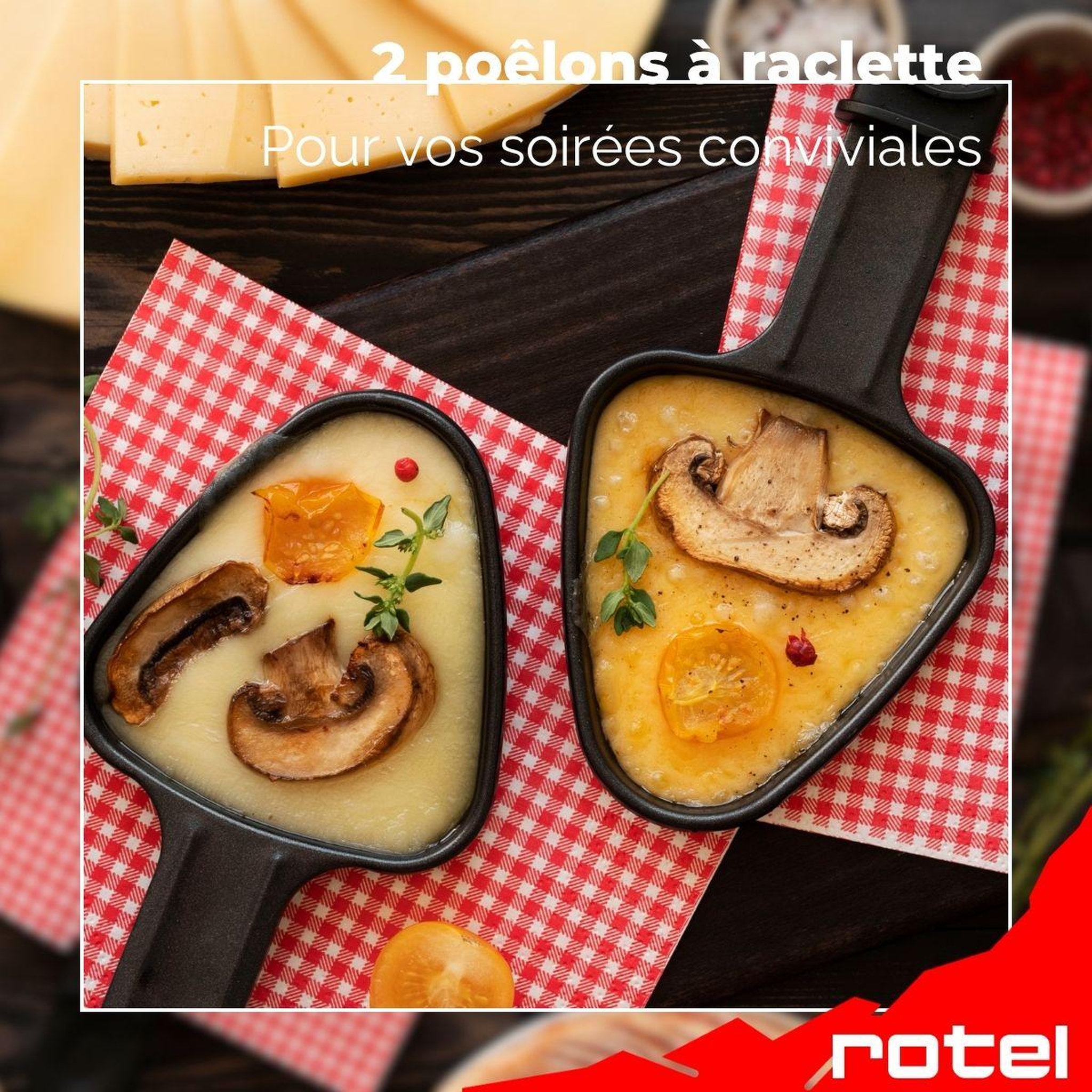 Voir la diapositive 2 : Rotel Lot de 2 poêlons à raclette triangulaires rotel