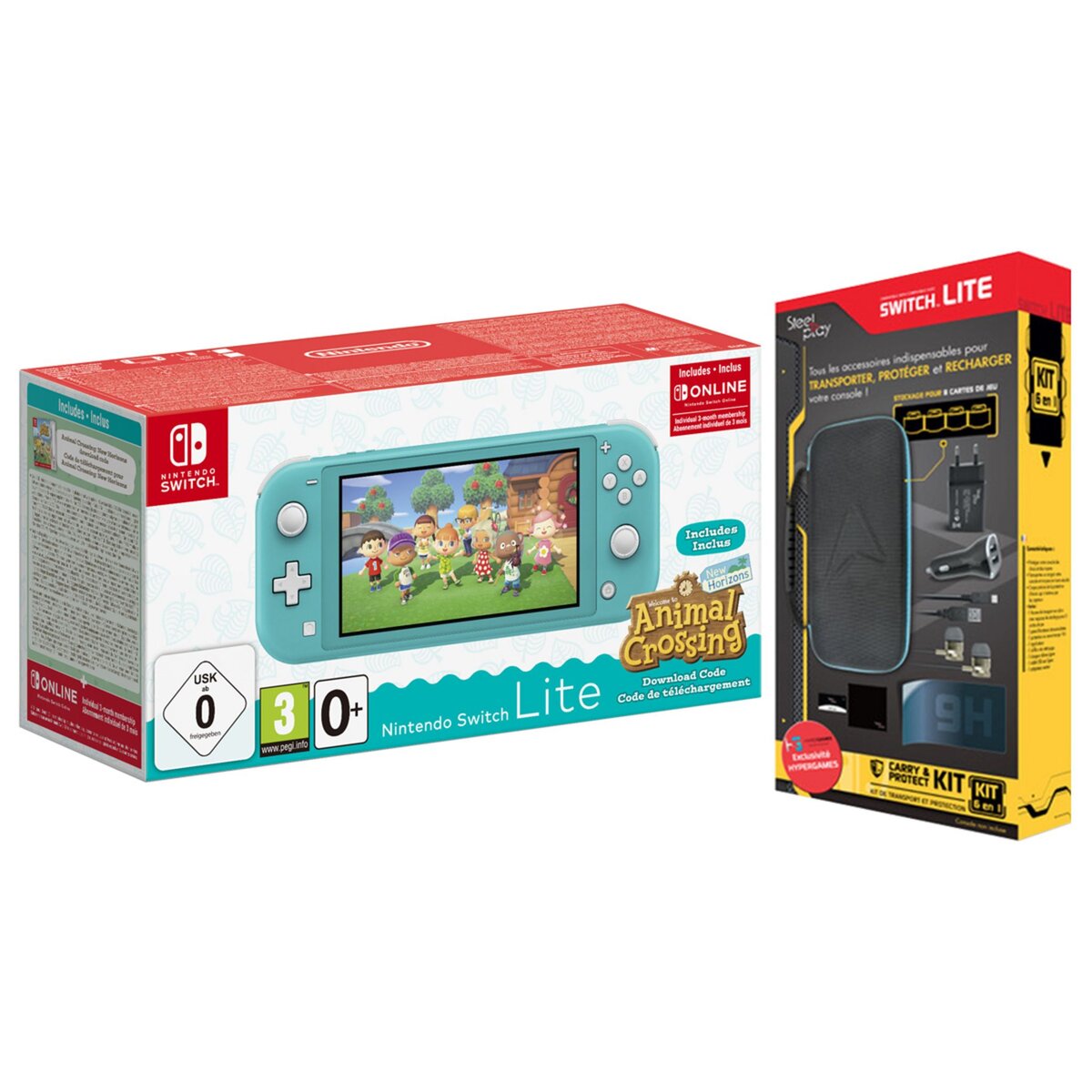 NINTENDO Exclu Web Console Nintendo Switch Lite Turquoise Animal Crossing +  Pack Accessoires Exclusif 6 en 1