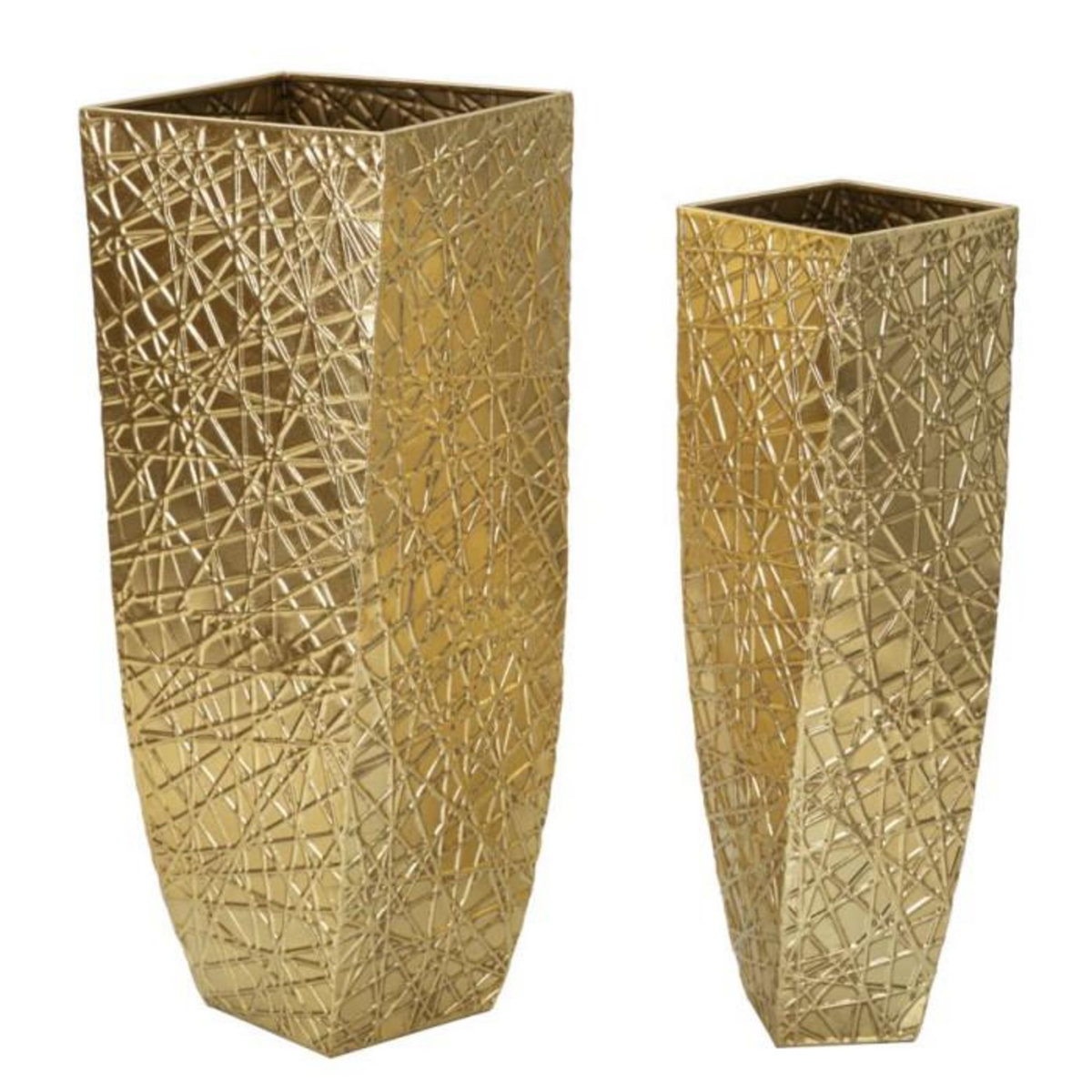 Paris Prix Lot de 2 Vases en Métal  Squer  90cm Or