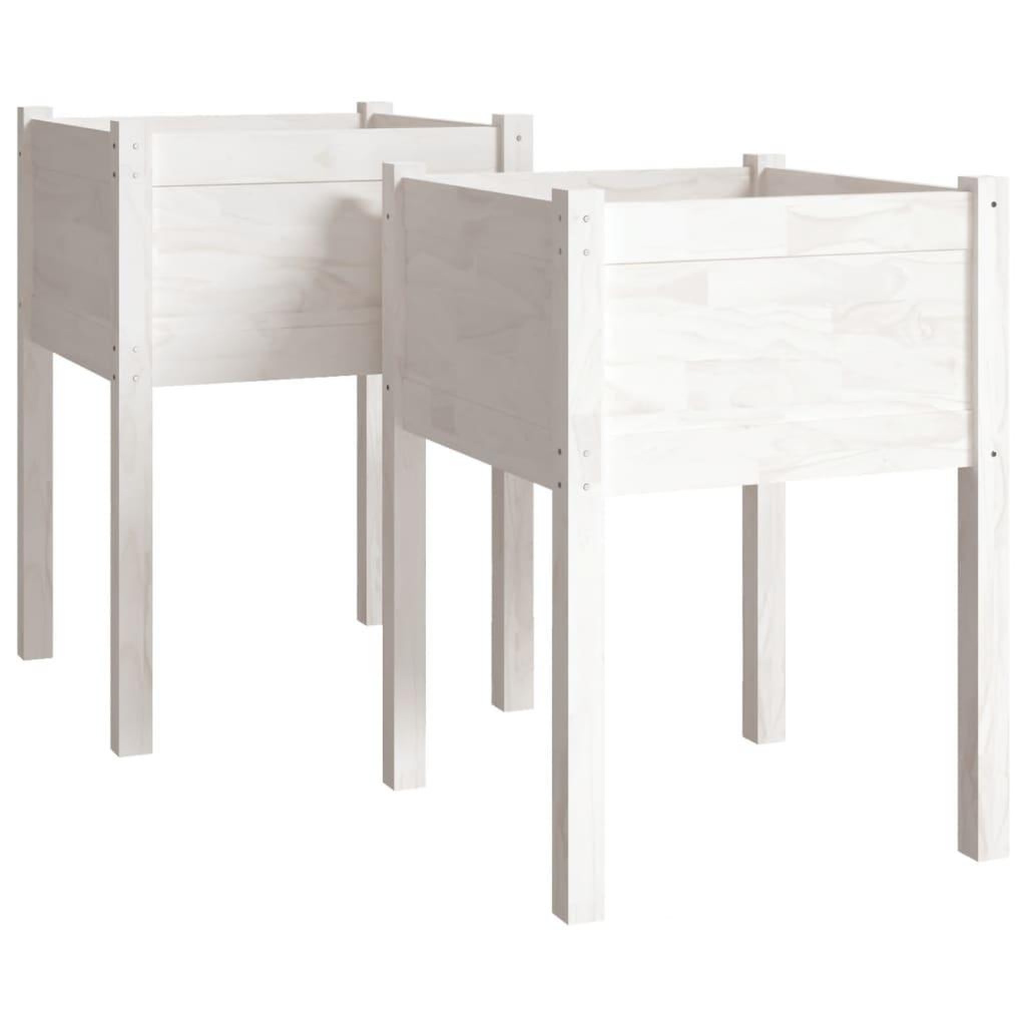 Voir la diapositive 2 : VIDAXL Jardinieres 2 pcs Blanc 50x50x70 cm Bois de pin massif