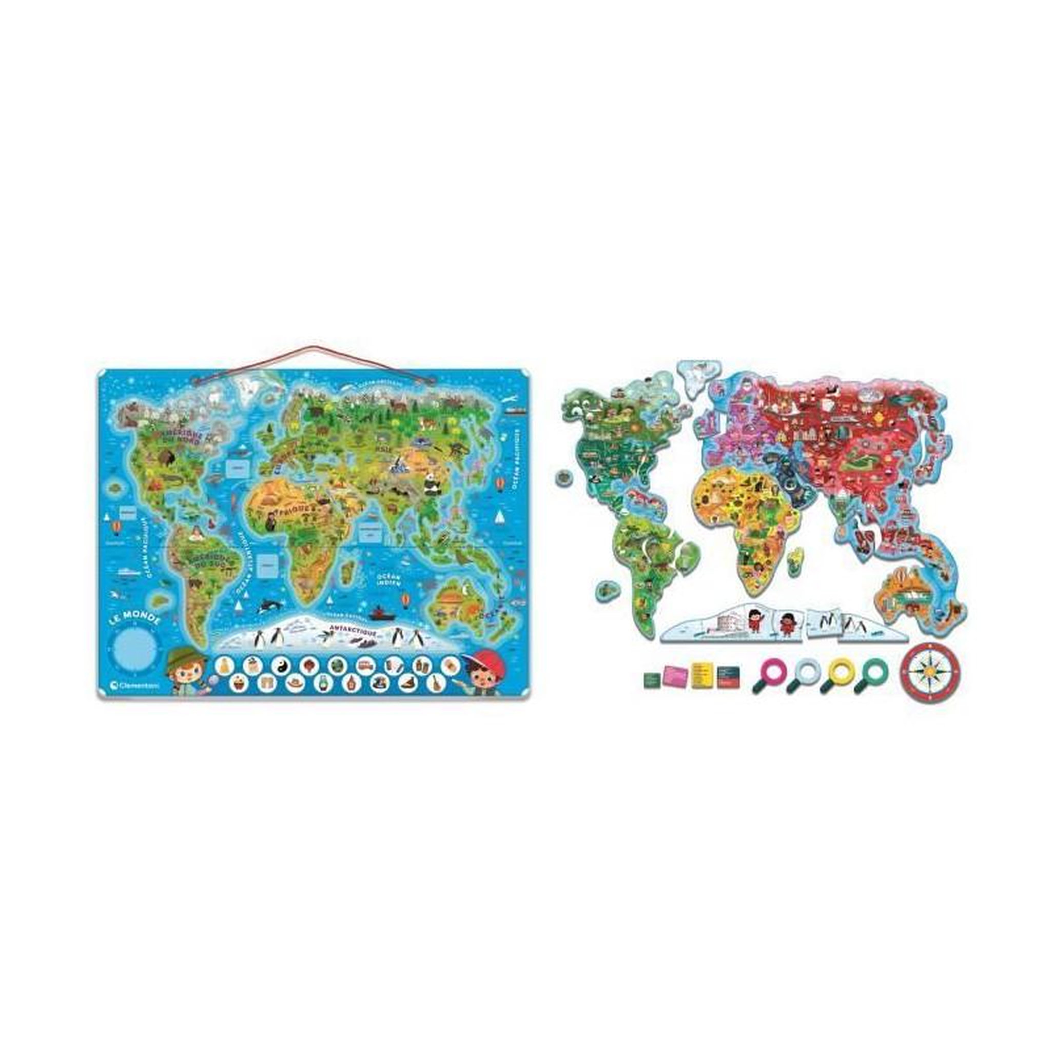 Voir la diapositive 3 : CLEMENTONI Puzzle magnétique carte du monde – Éducatif enfant – Apprentissage géographie – Dès 5 ans – Clementoni