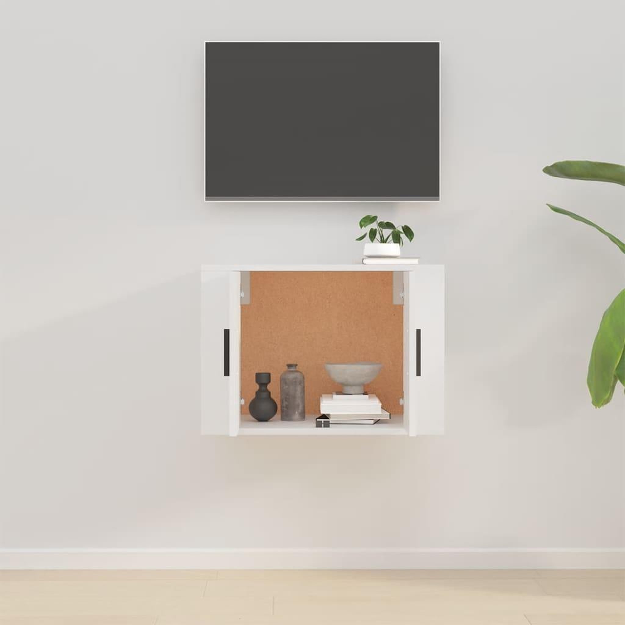 Voir la diapositive 3 : VIDAXL Meuble TV mural Blanc 57x34,5x40 cm
