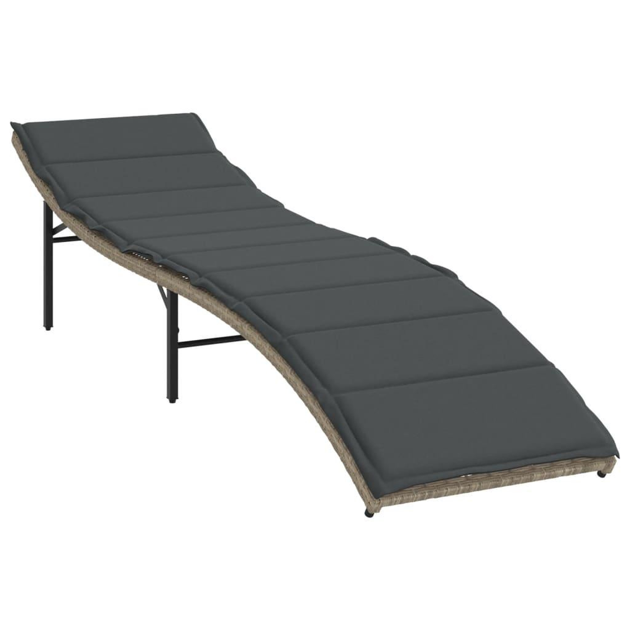 Voir la diapositive 4 : VIDAXL Chaises longues lot de 2 avec table gris clair resine tressee