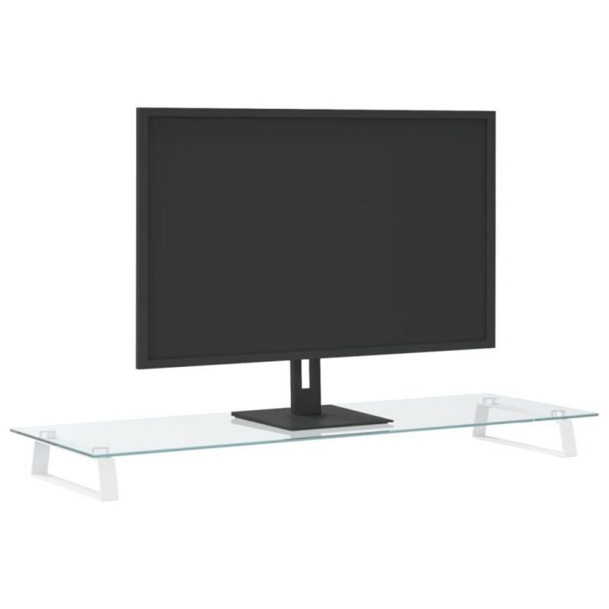 VIDAXL Support de moniteur blanc 100x35x8 cm verre trempé et métal