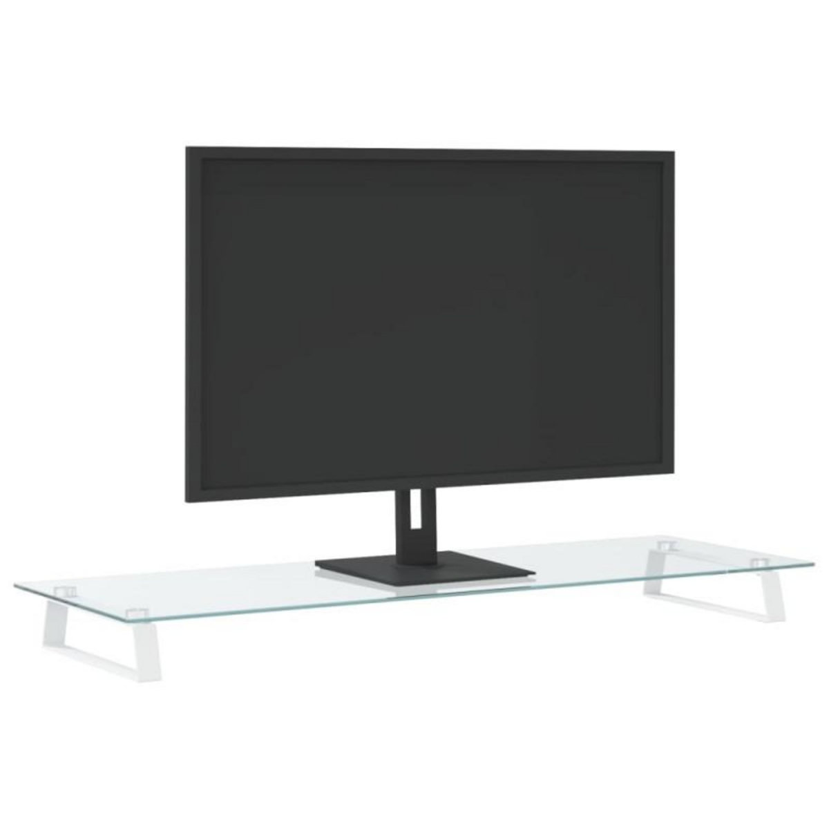 VIDAXL Support de moniteur blanc 100x35x8 cm verre trempé et métal