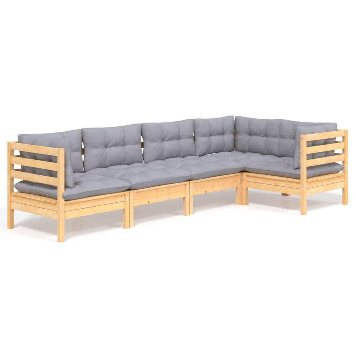 VIDAXL Salon de jardin 5 pcs avec coussins gris bois de pin