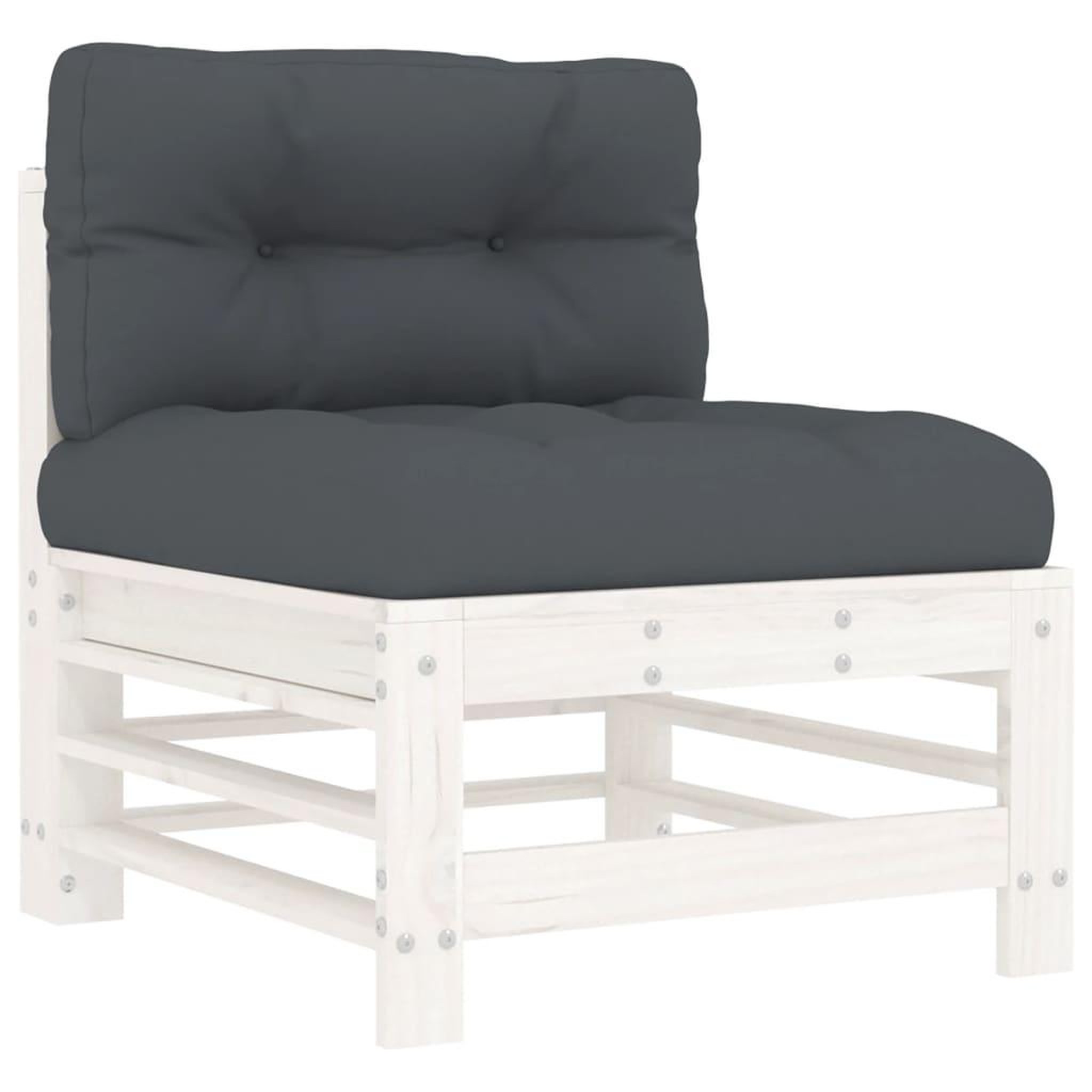 Voir la diapositive 4 : VIDAXL Salon de jardin 6 pcs avec coussins blanc bois massif