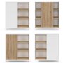 Voir la diapositive 3 : ID MARKET Buffet d'appoint 70 cm EASY montage facile sans outils 3 étagères et 1 porte coulissante réversible blanc et bois