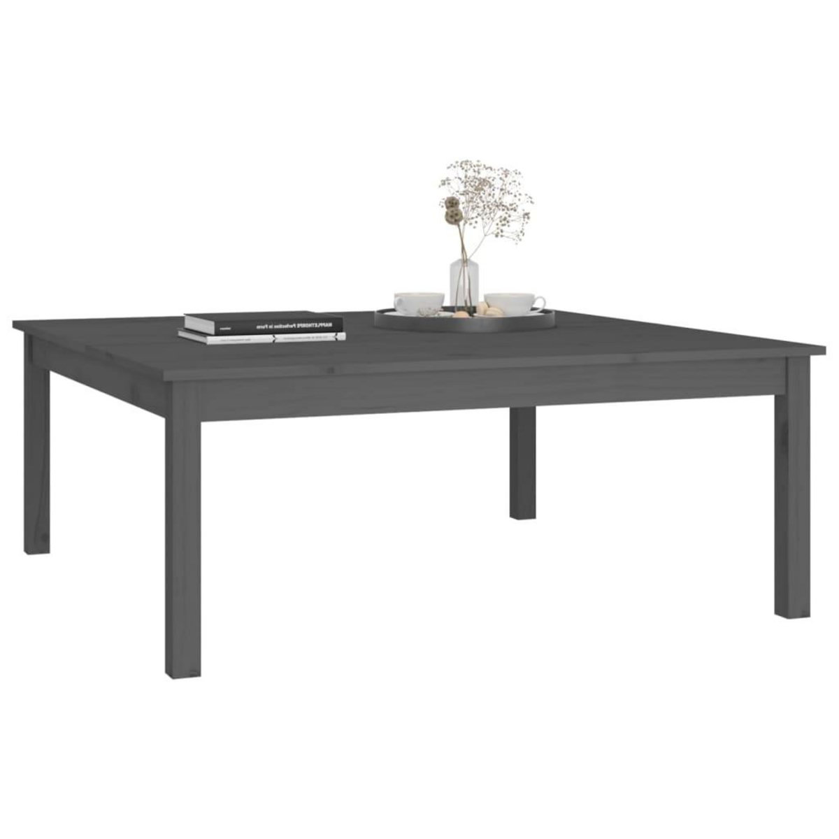 VIDAXL Table basse Gris 100x100x40 cm Bois massif de pin