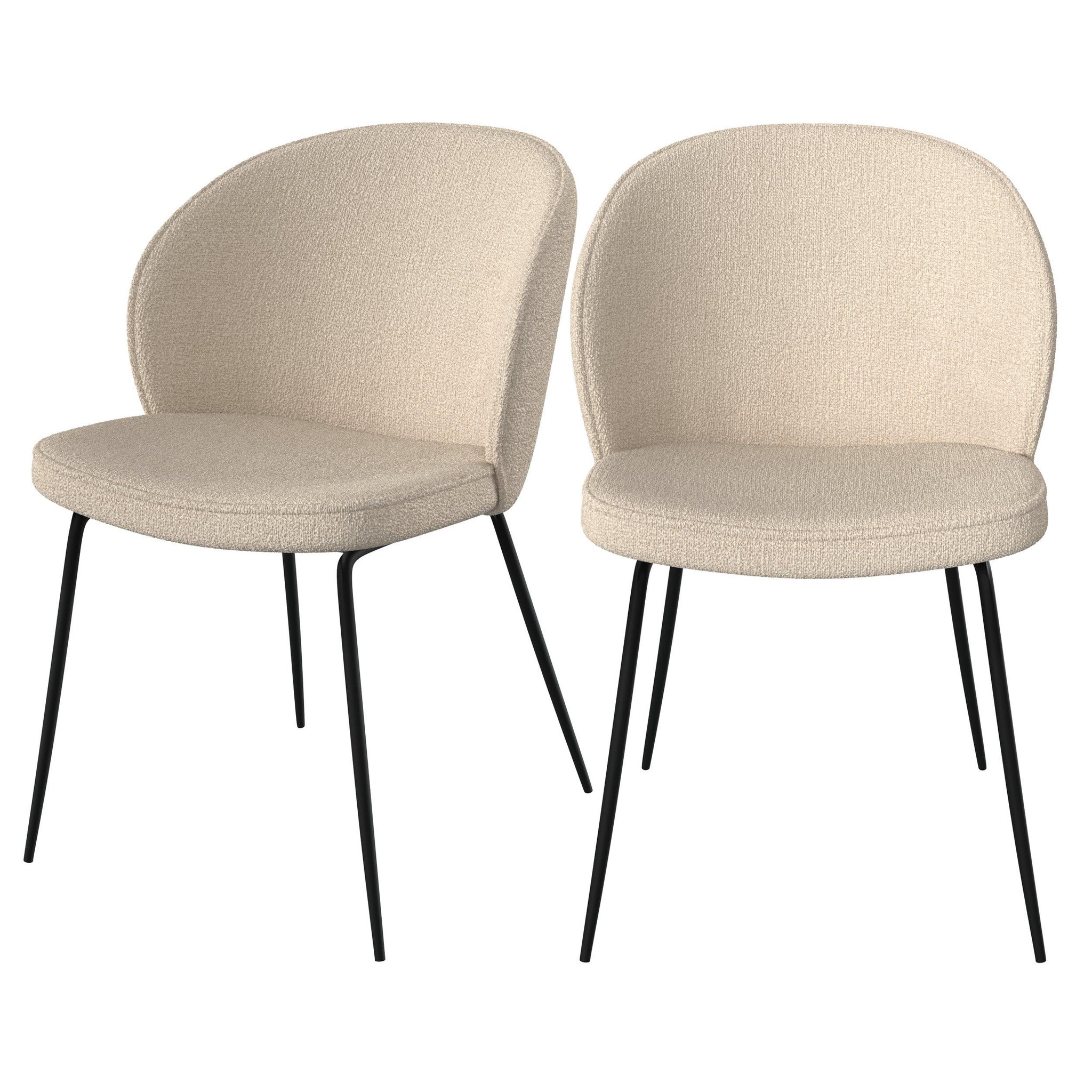 MAISON PAVANE Lot de 2 chaises en tissu bouclé beige et pieds en métal-groom