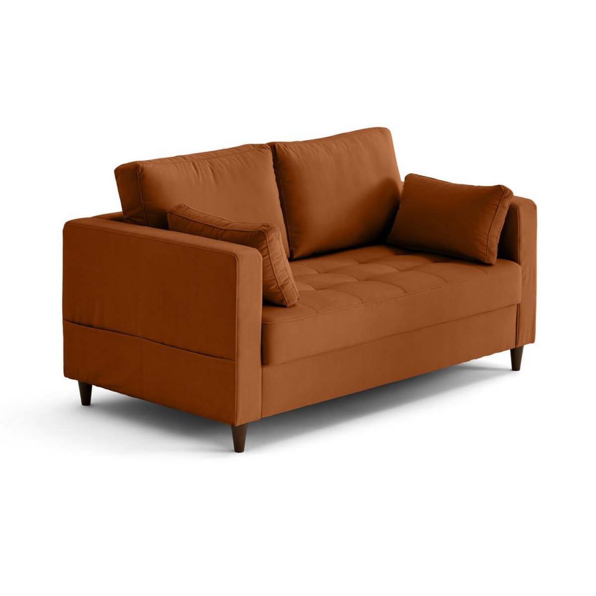 LISA DESIGN Anna - canapé droit 2 places avec poche en velours - pieds en bois