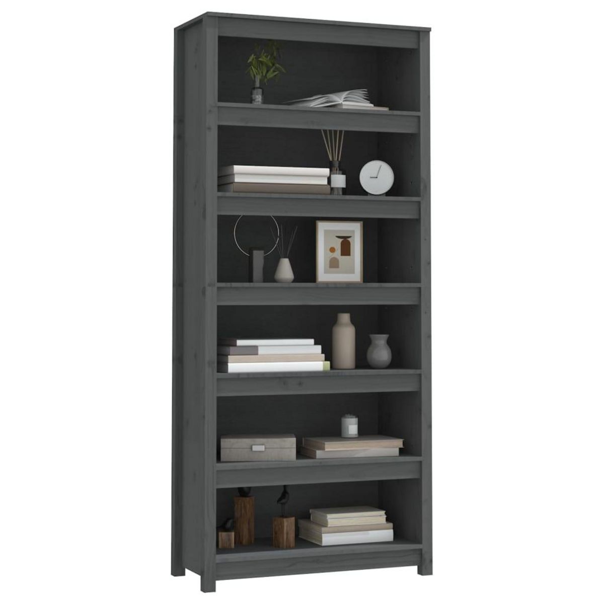 VIDAXL Bibliotheque Gris 80x35x183 cm Bois de pin massif