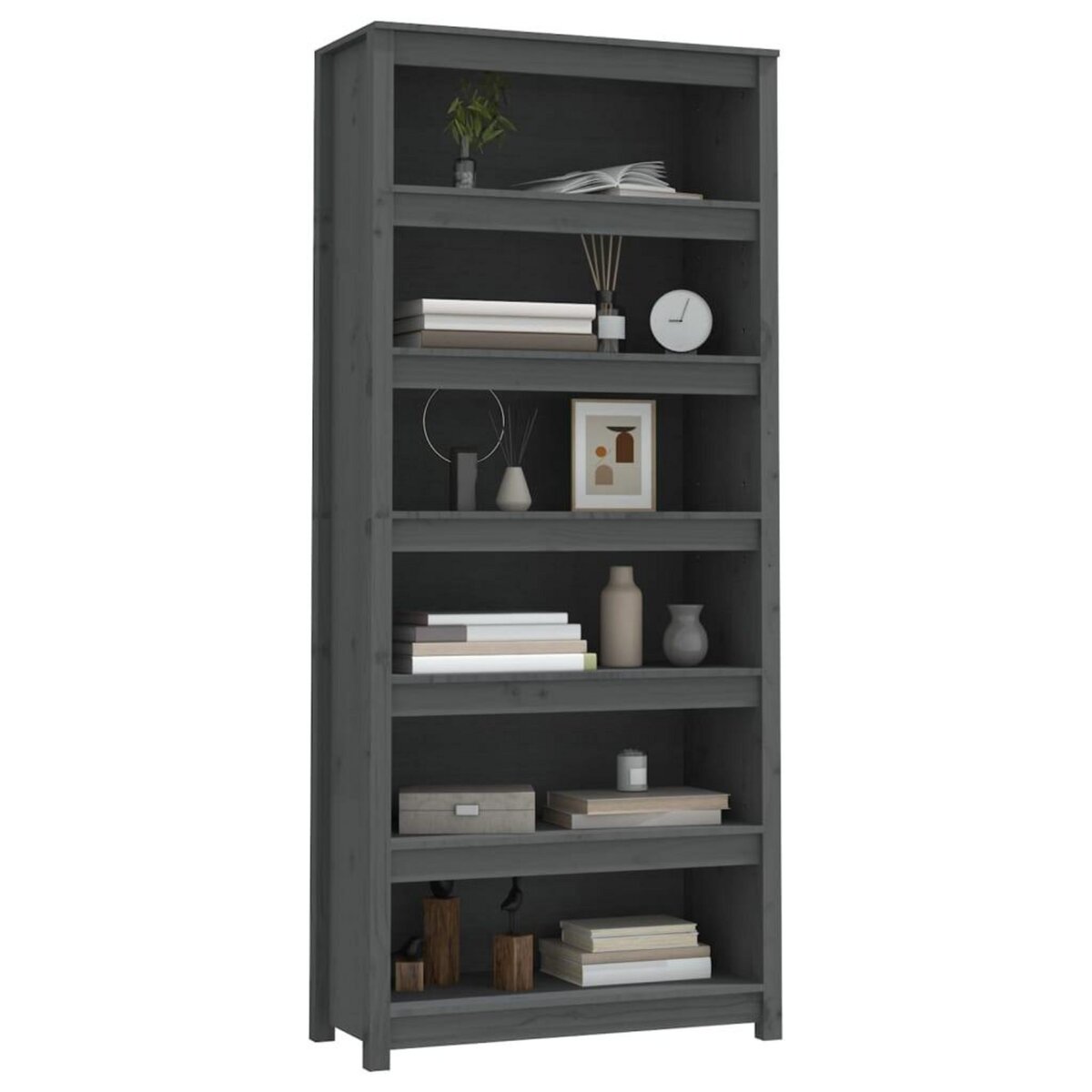 VIDAXL Bibliotheque Gris 80x35x183 cm Bois de pin massif