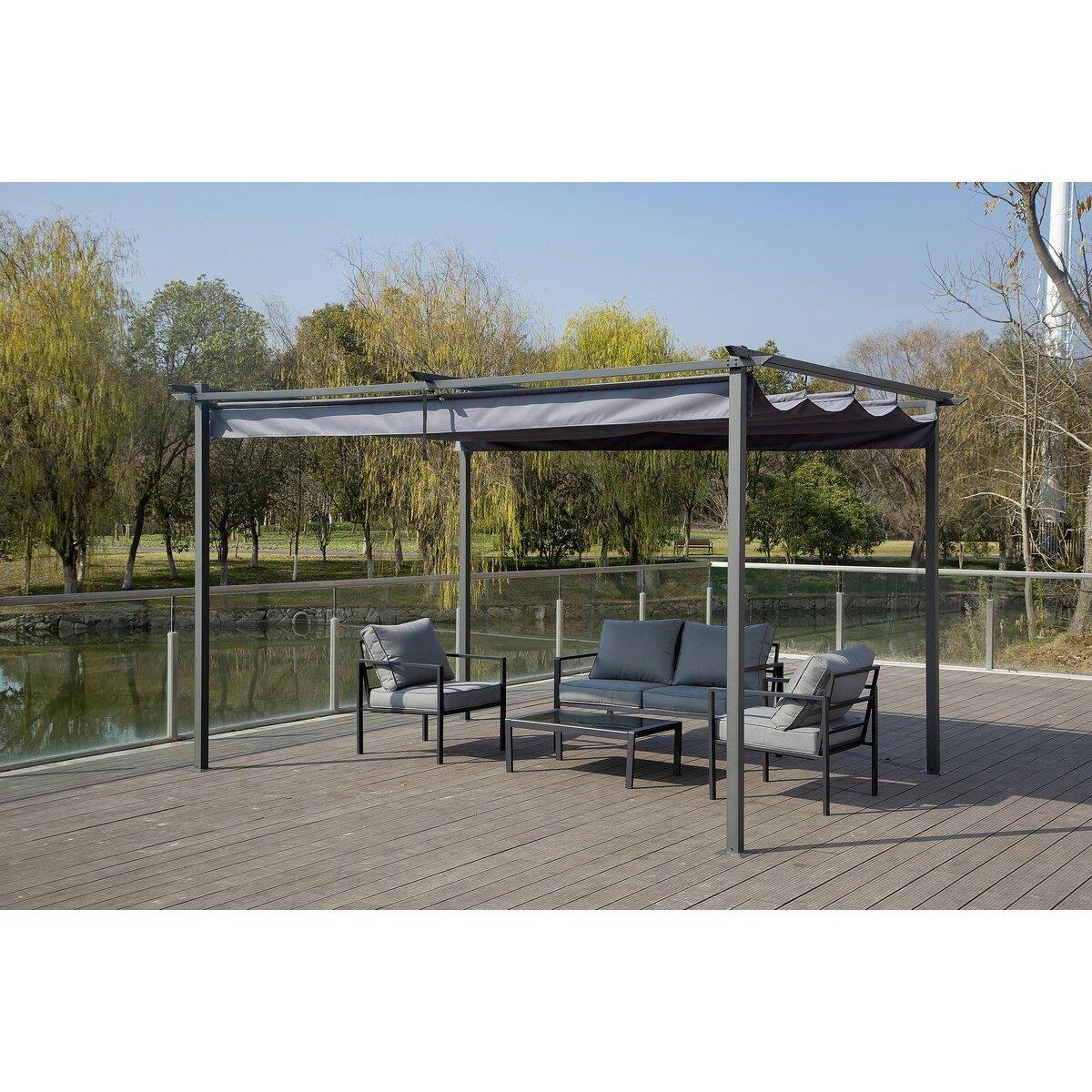 Habitat et Jardin Pergola avec toit rétractable - 3 x 4 m - Gris