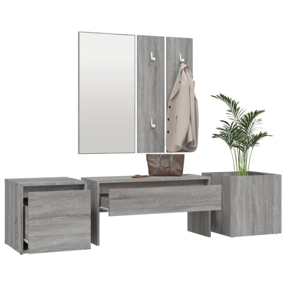 VIDAXL Ensemble de meubles de couloir Sonoma gris Bois d'ingenierie