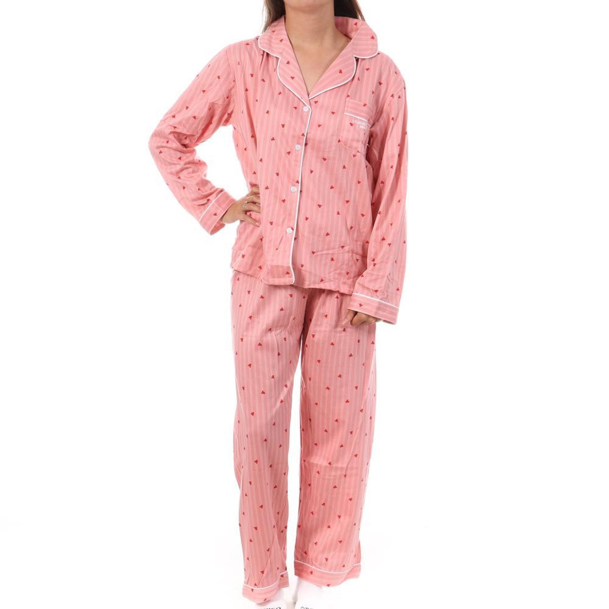 Lulu Castagnette Pyjama Rose/Rouge Femme Lulu Castagnette Petit Cœurs. Coloris disponibles : Rose