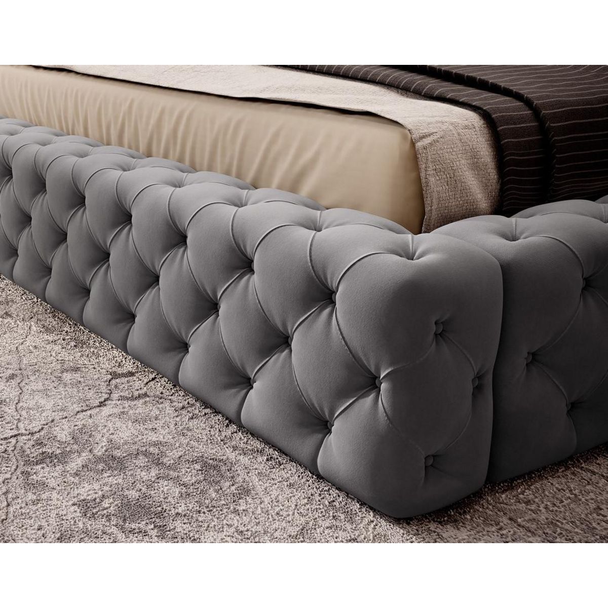 BEST MOBILIER Christiana - lit coffre - 160x200 - sommier inclus - en velours