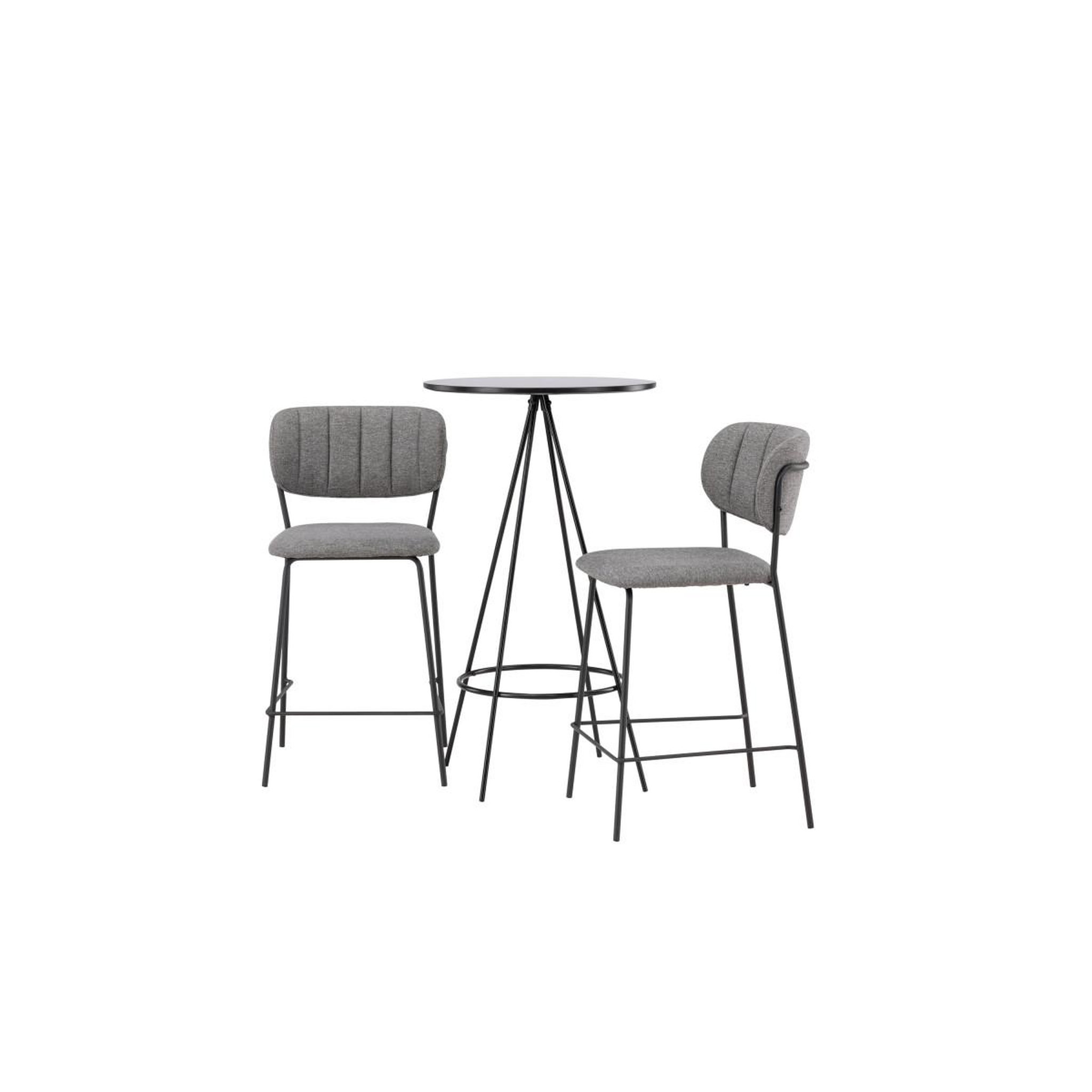 Voir la diapositive 2 : Paris Prix Ensemble table de bar & 2 chaises  bistro & bell  105cm noir & gris