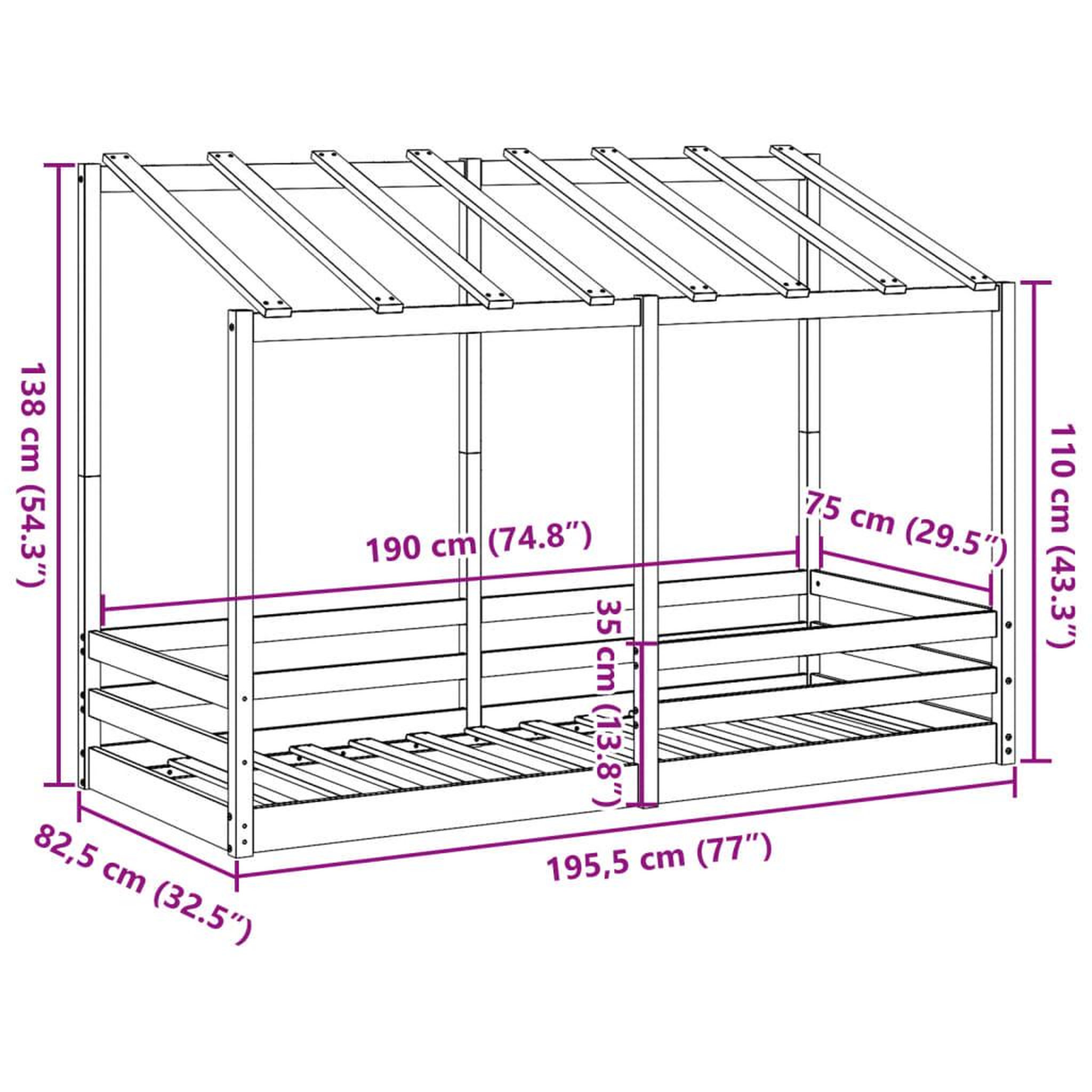 Voir la diapositive 6 : VIDAXL Lit pour enfants sans matelas cire marron 75x190 cm pin massif
