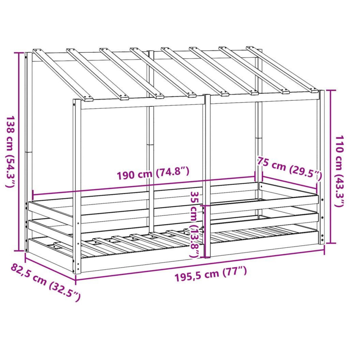 VIDAXL Lit pour enfants sans matelas cire marron 75x190 cm pin massif