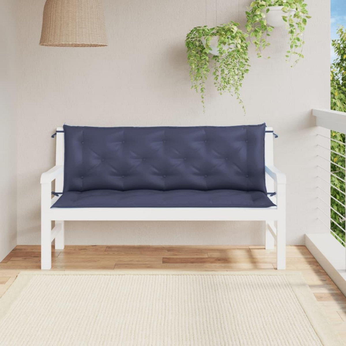 VIDAXL Coussins de banc de jardin lot de 2 bleu marine 150x50x7 cm
